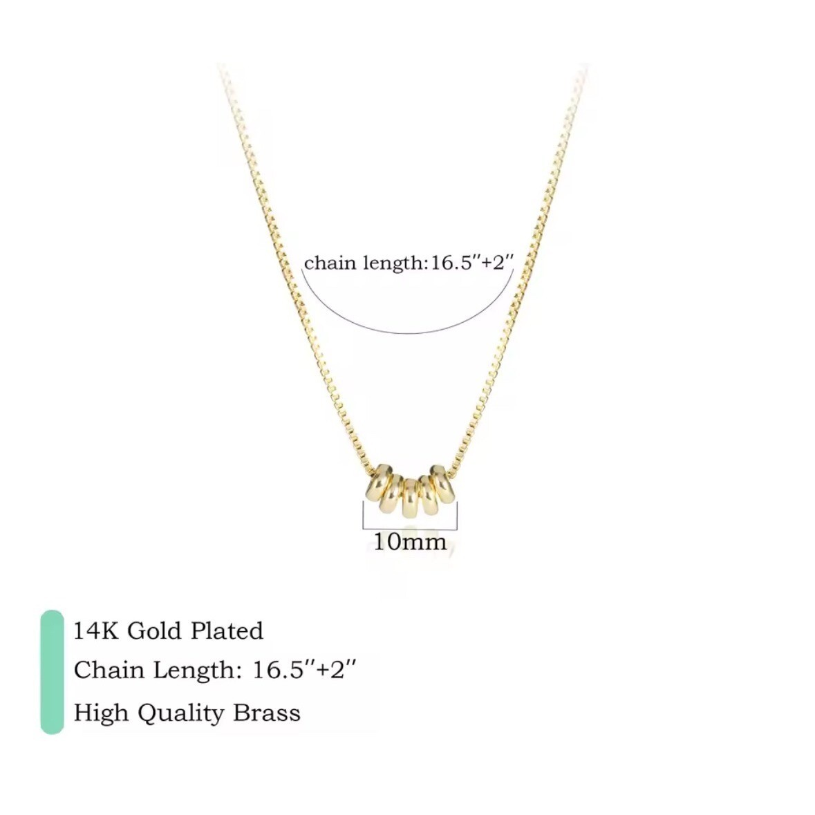 14k Over Silver Gold Bead Dainty Minimalist Layering Necklace Adjustable