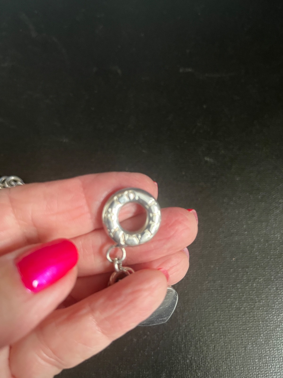 Tiffany & Co Sterling Silver 925 Heart Tag 16″ Toggle Necklace & Pouch
