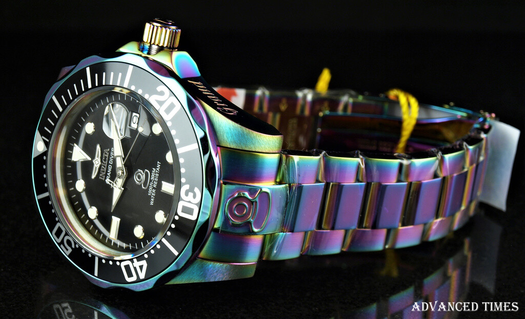 Invicta 47mm Grand Diver NH35A Automatic Black Dial 300m IRIDESCENT SS Watch NEW