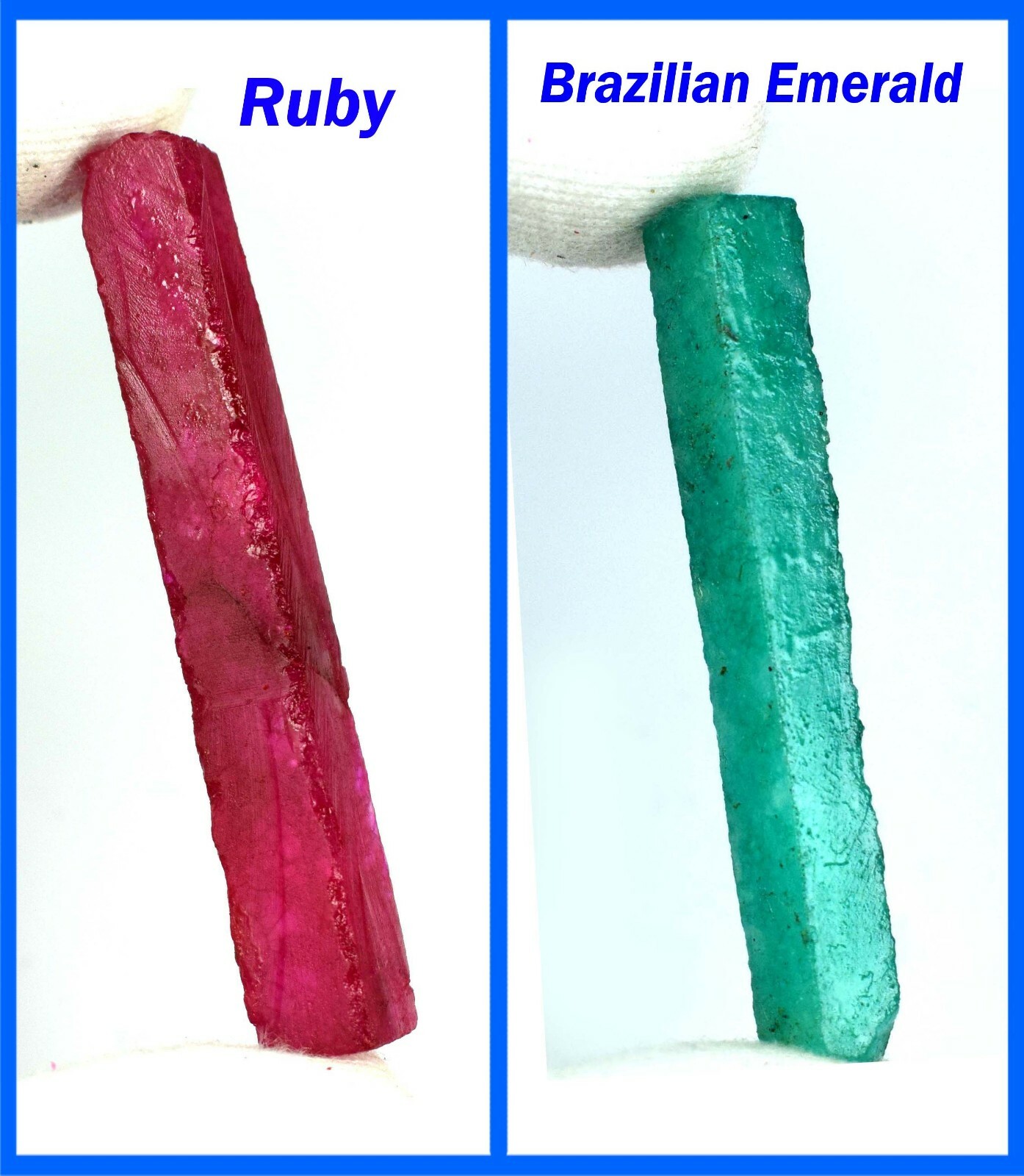 Natural Ruby & Brazilian Emerald 120 Ct/65 mm Gemstone Slice Rough Pair SQ161