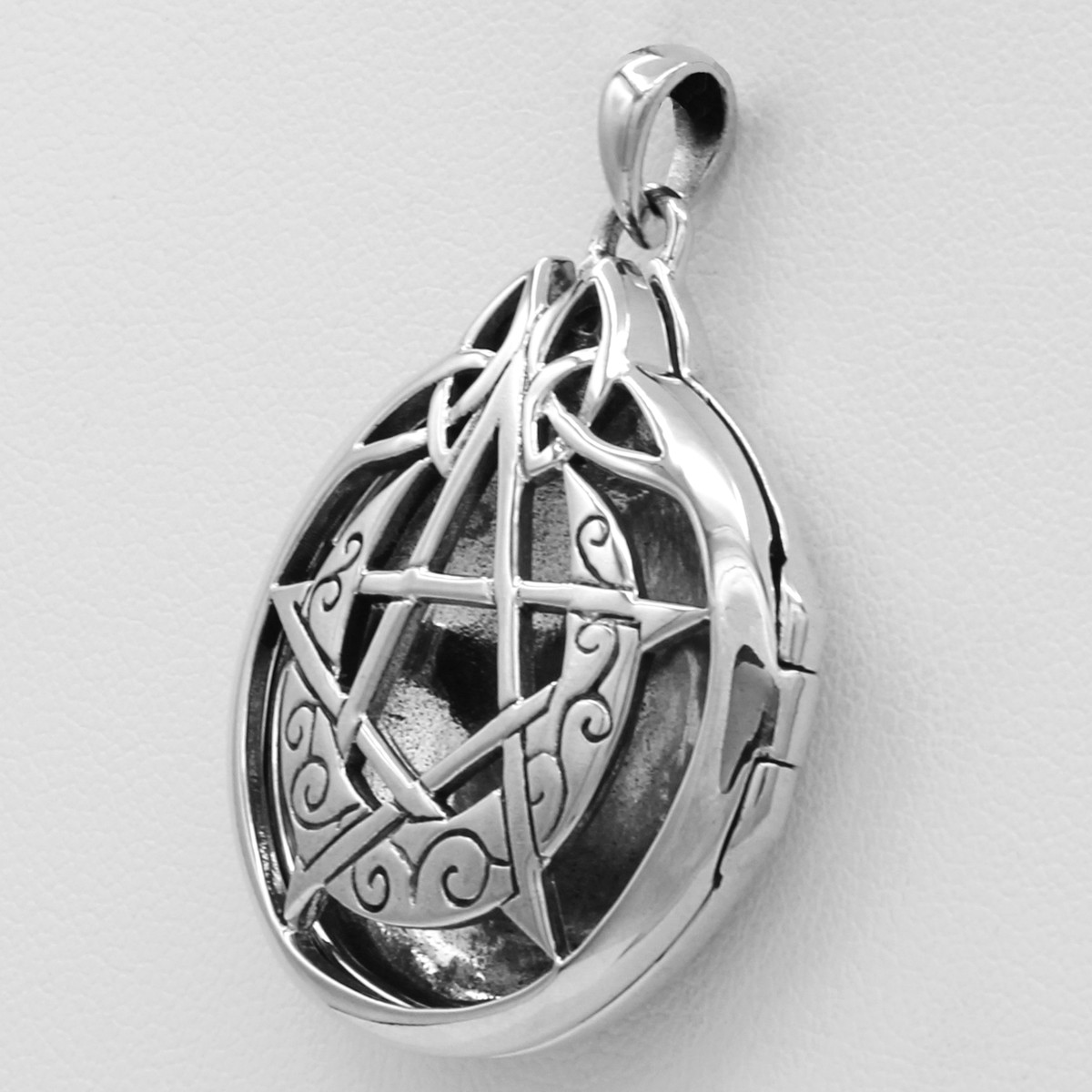 Sterling Silver Crescent Moon Pentacle Aromatherapy Scent Locket Dryad Design