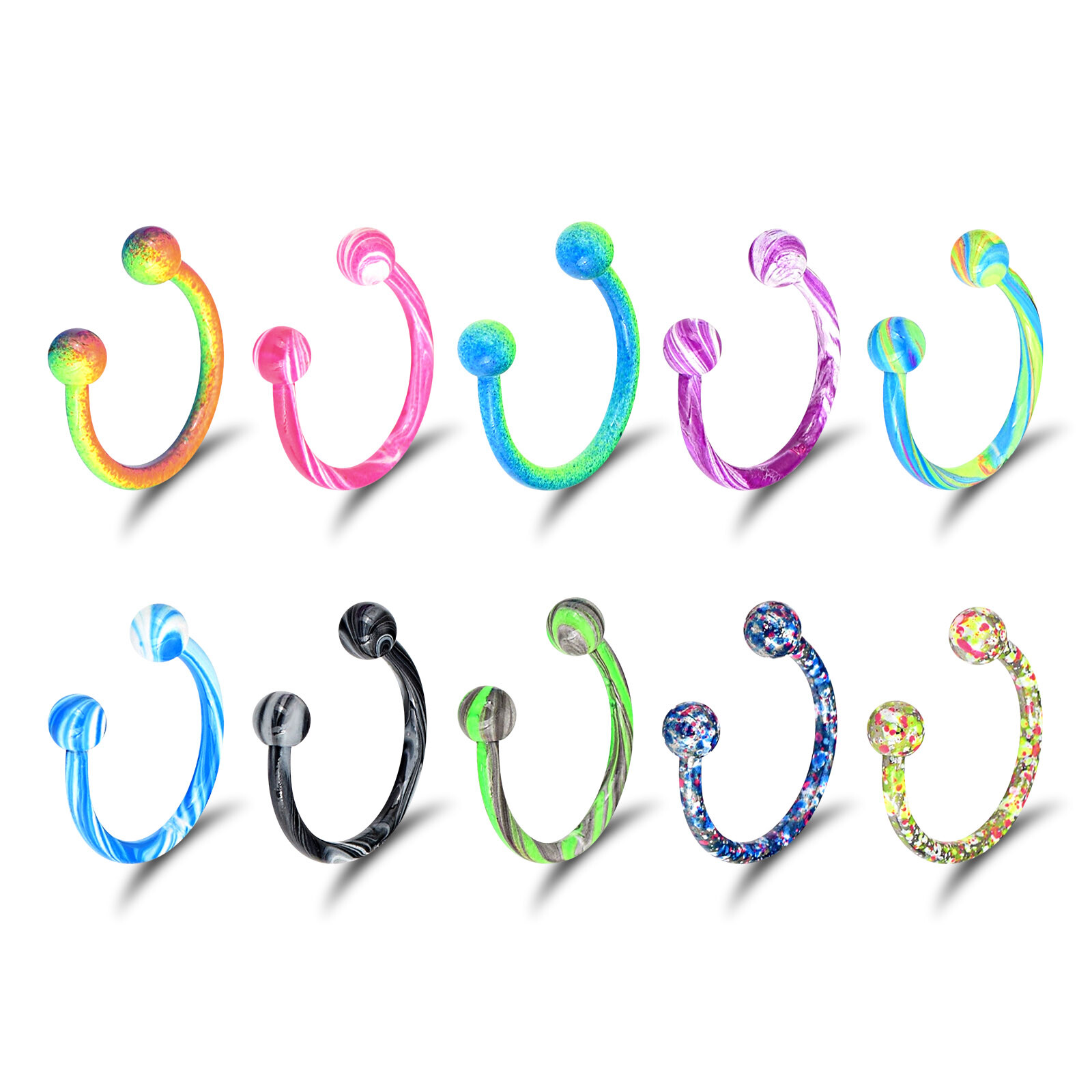 5-24PCS Horseshoe Septum Ring Steel Nose Hoop Cartilage Earring Retainer 14G 16G