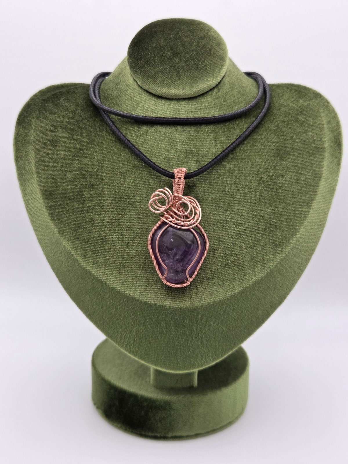 Handcrafted copper wire wrapped natural Amethyst necklace pendant