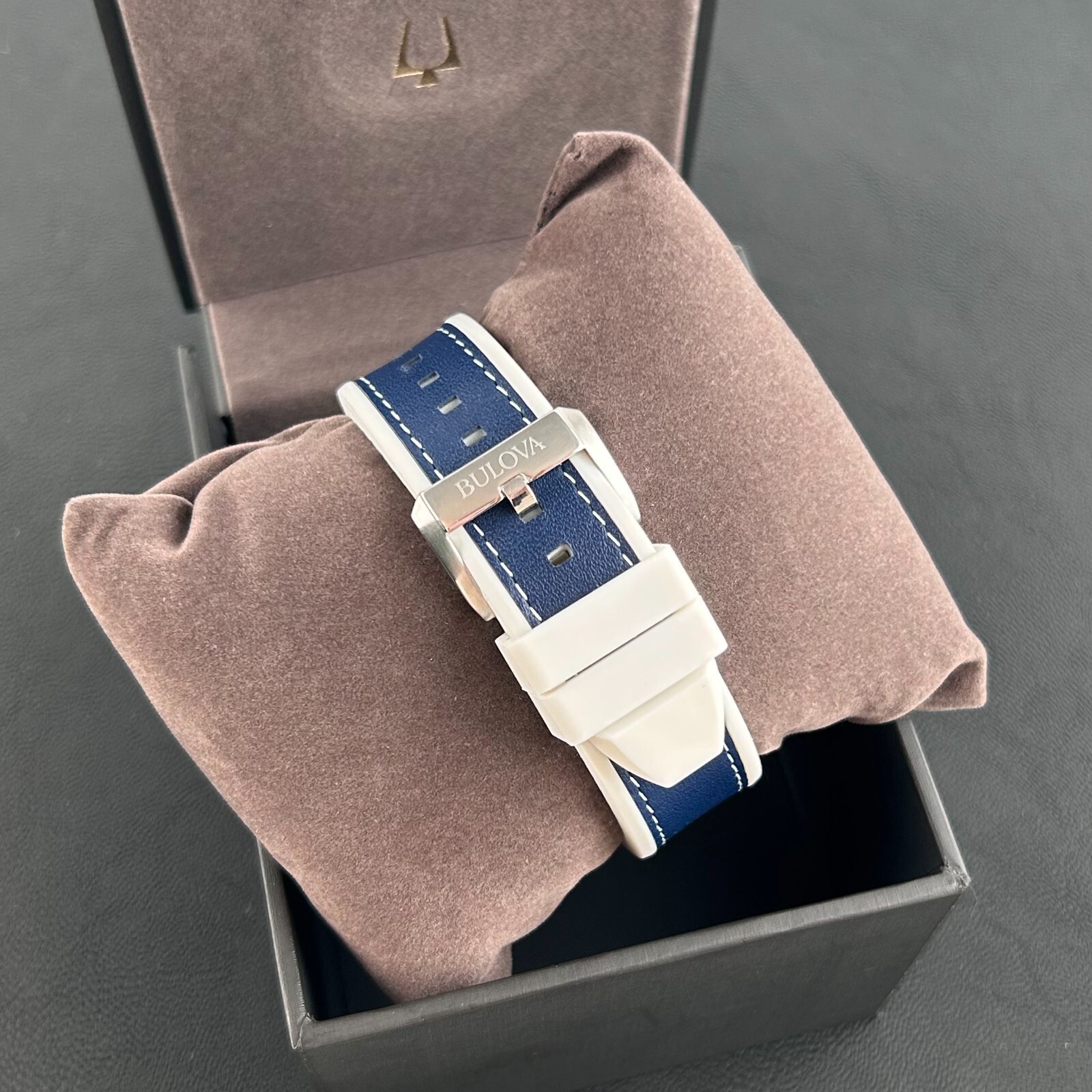 Bulova Marine Star 96B287 Blue Dial-Blue Silicone Strap Men’s Quartz Watch 43mm