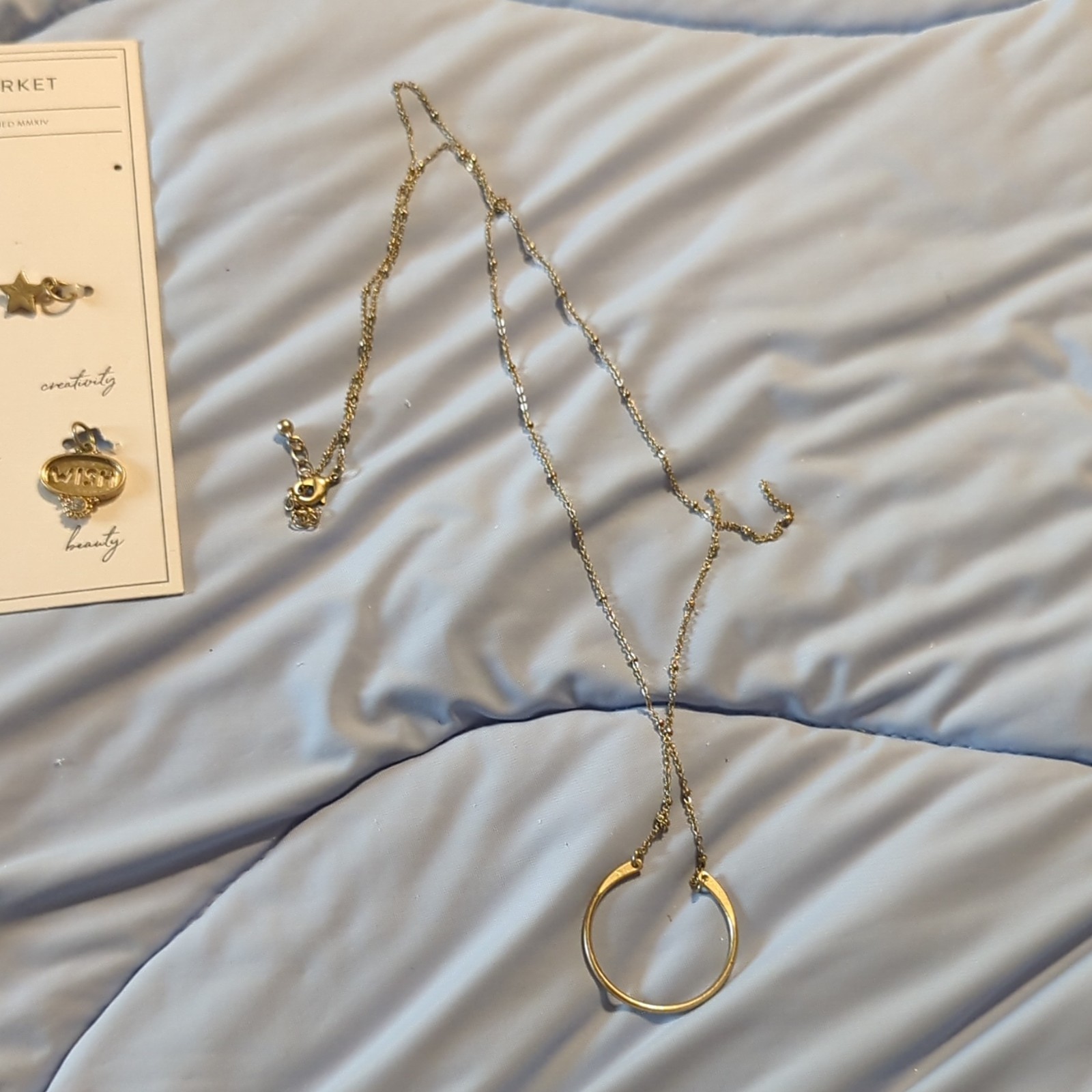 Melrose and Market Gold Tone 32 in Cable Chain Necklace, Pendant 4 Charms