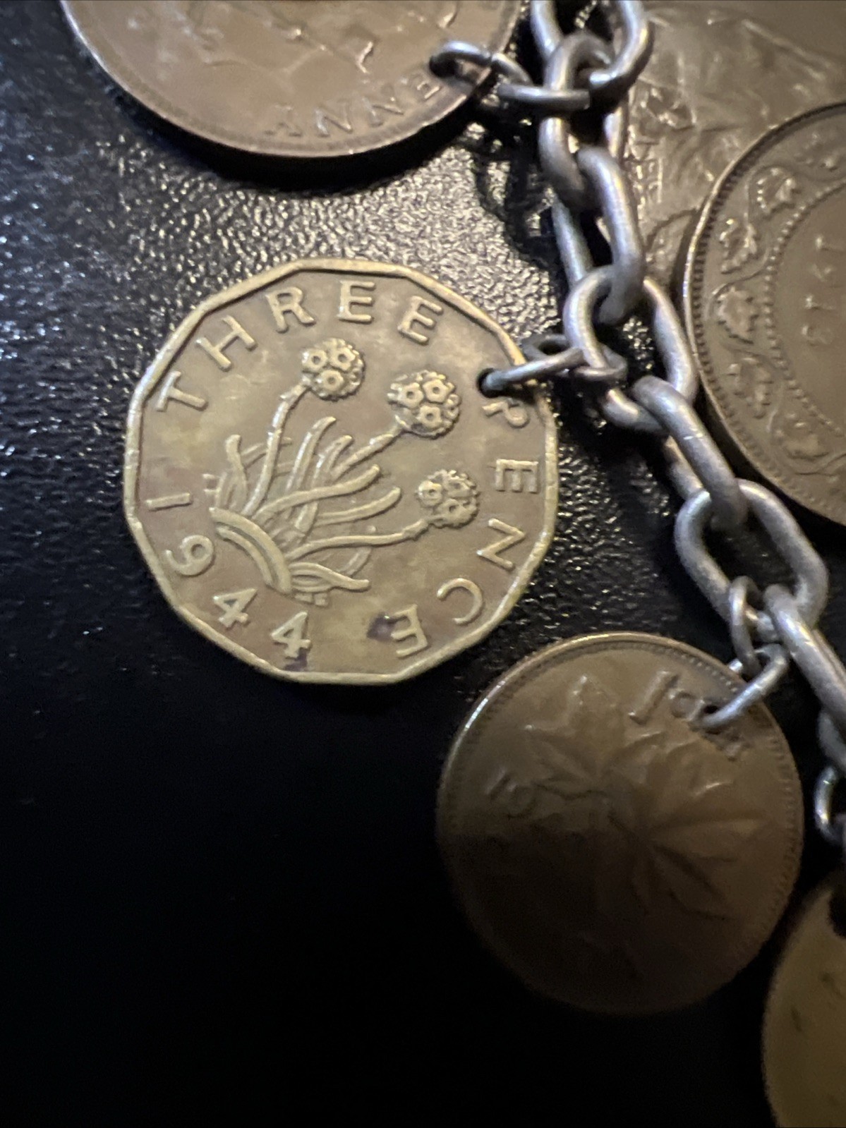 Vintage 835 Continental Silver Coin Charm Bracelet Travel World Coins European