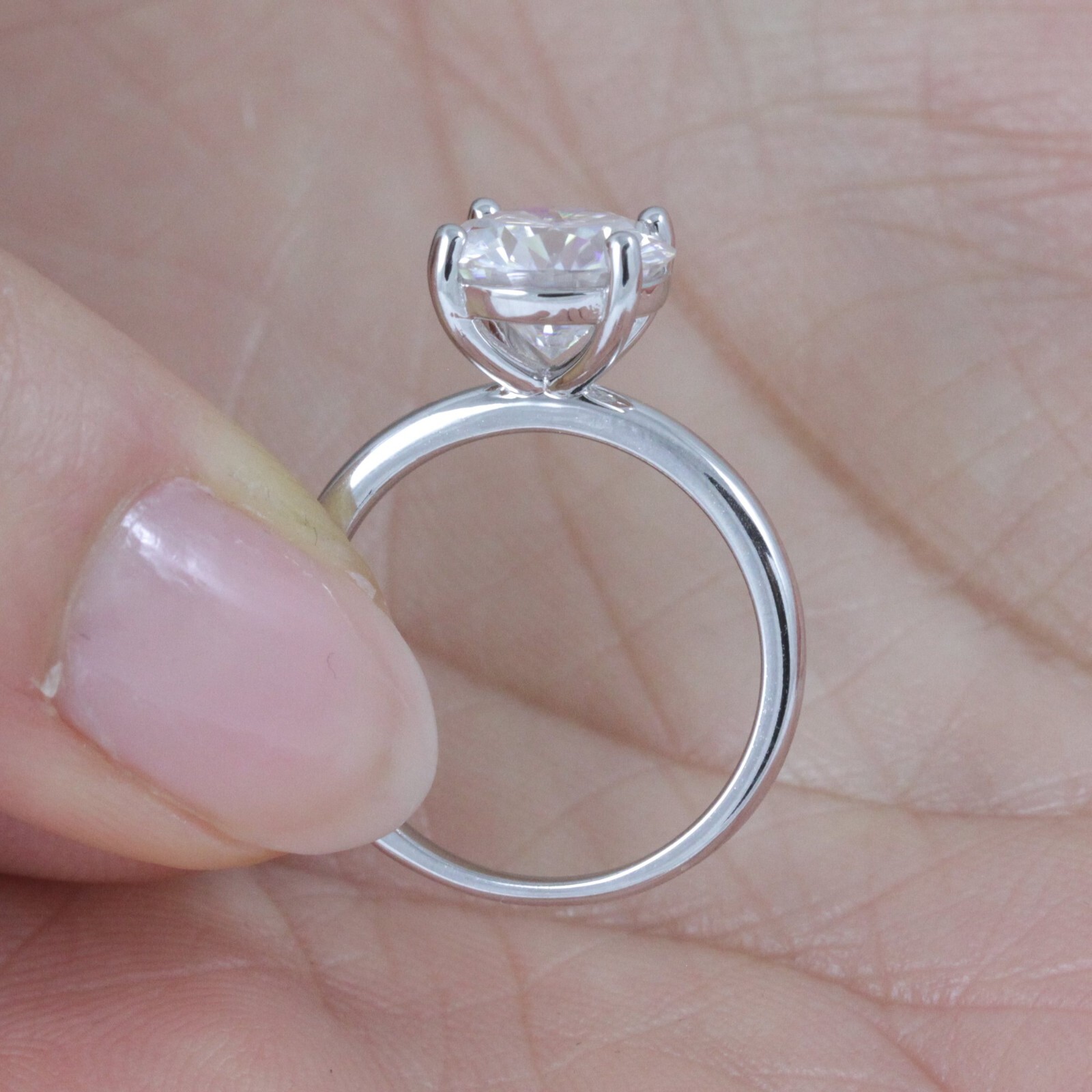 2.25ct Moissanite Solitaire 925 Sterling Silver Engagement Ring Sz 2.5-15 S10494