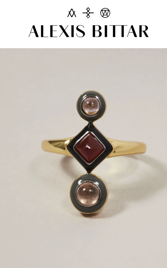 100% Authentic Alexis Bittar Triple Carnelian & Amethyst, Enamel GP Ring $225