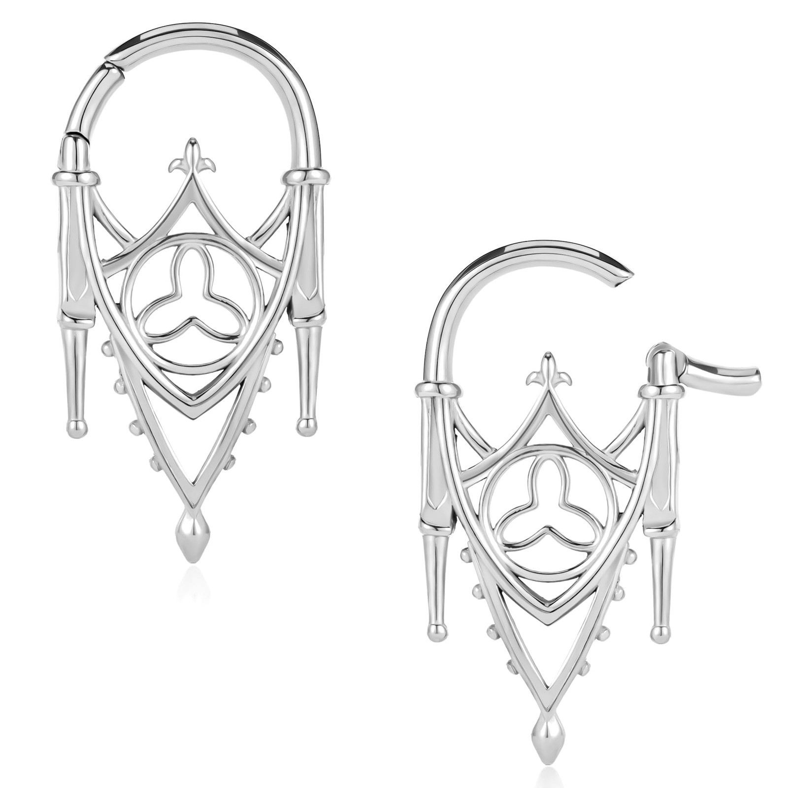 Gothic Ear Weights Hangers, 2PCS Stainless Steel Dangle Ear Gauges Plugs Tunn
