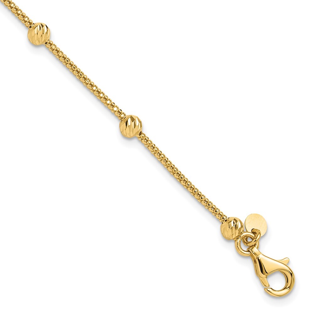 14K Yellow Gold Polished and Beaded 7.5″ Bracelet 2.94g Gift for Mother