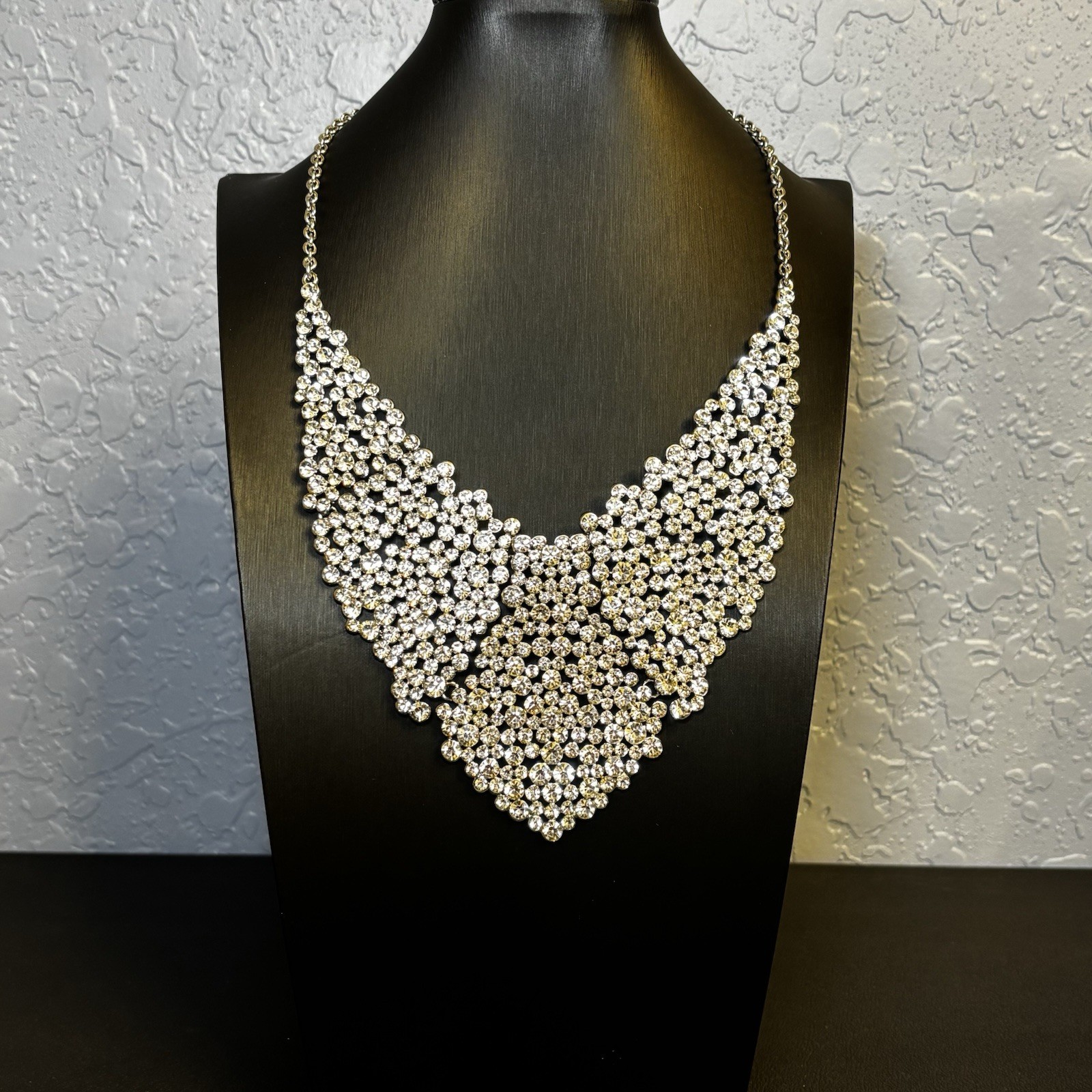 Inc Rhinestone Bib Statement Necklace Silver-tone Jewelry International Concepts