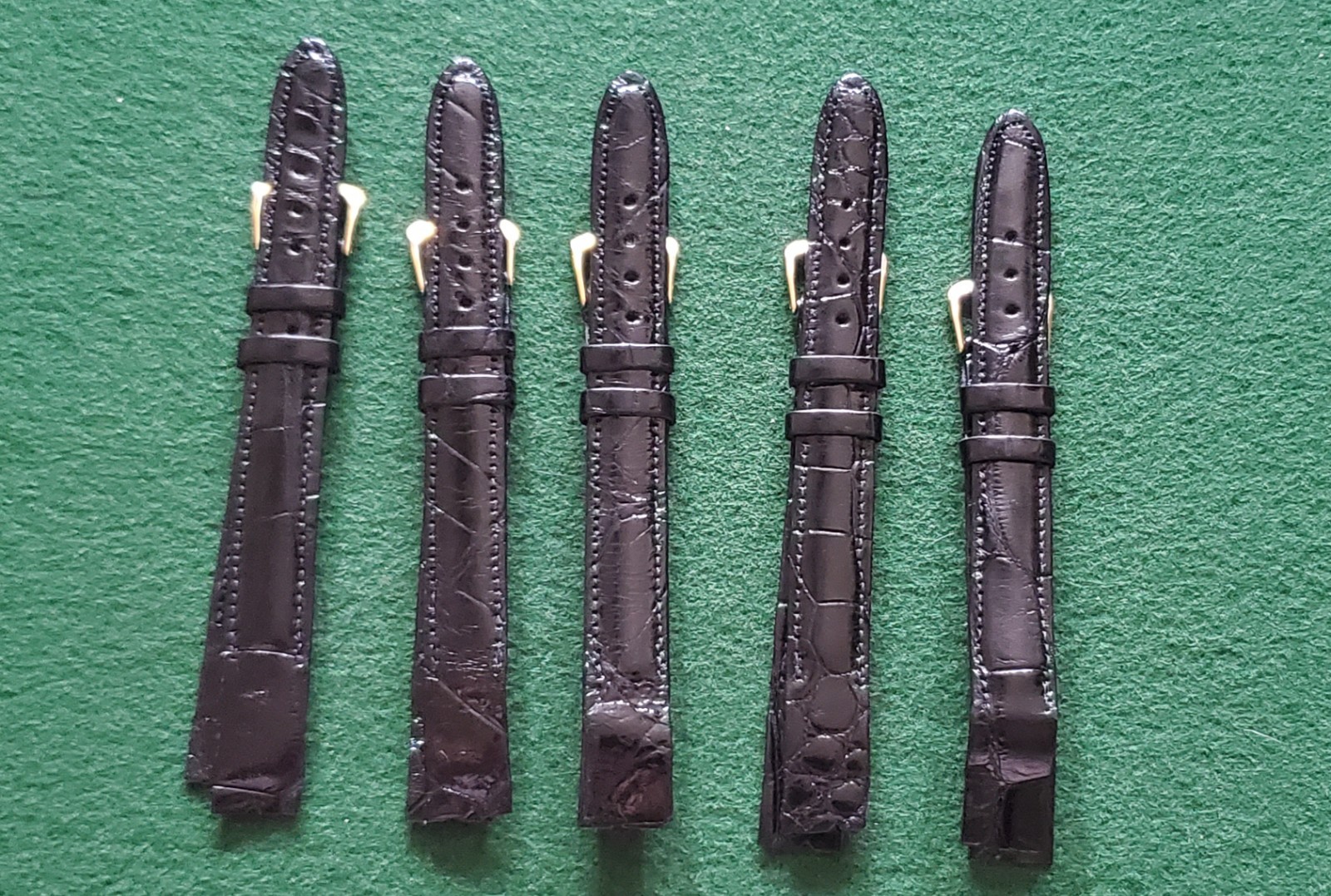 5 black Open Ended 9/16” 14mm Genuine Crocodile Watch band