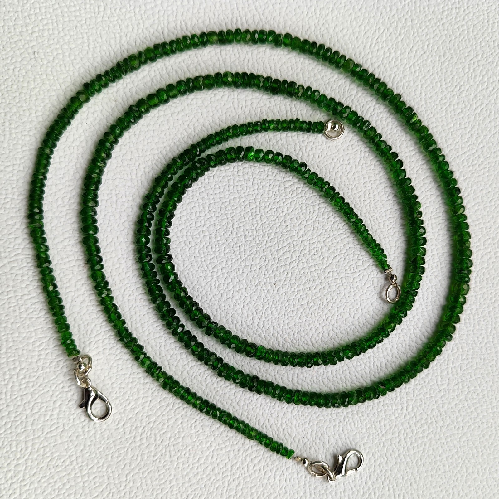 Chrome Diopside Faceted Rondelle Beads 16.5″ Necklace 3.5-4.5mm Gemstones