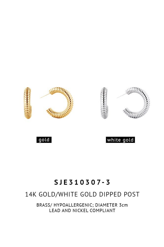 Do Everything in Love 14K Gold/White Gold Dipped Post Earrings KOREA 3cm