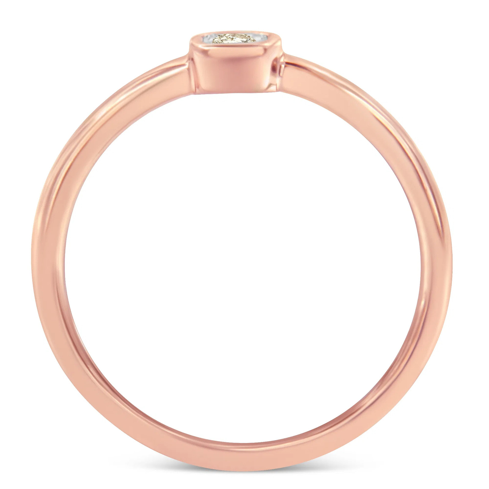14K Rose Gold Plated .925 Sterling Silver 1/20 Carat Diamond Square Cushion-Shap