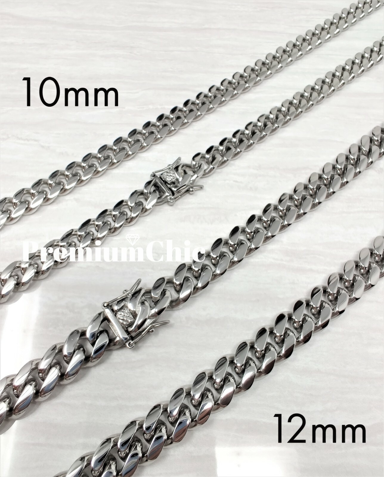 COMBO SET Miami Cuban Necklace & Bracelet Solid Stainless Steel Hip Hop Jewelry