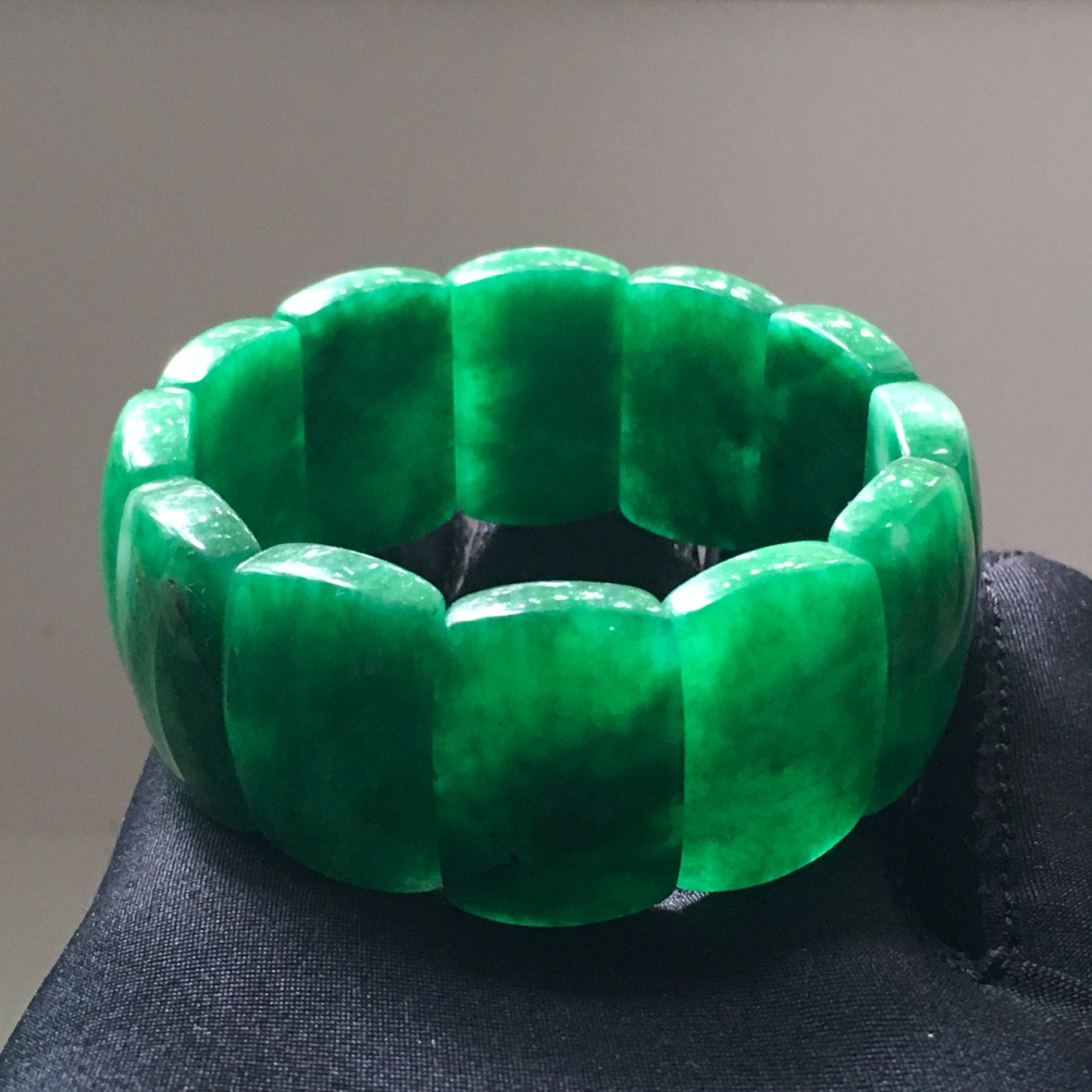 Rectangle double string natural green Jade Bracelet unisex
