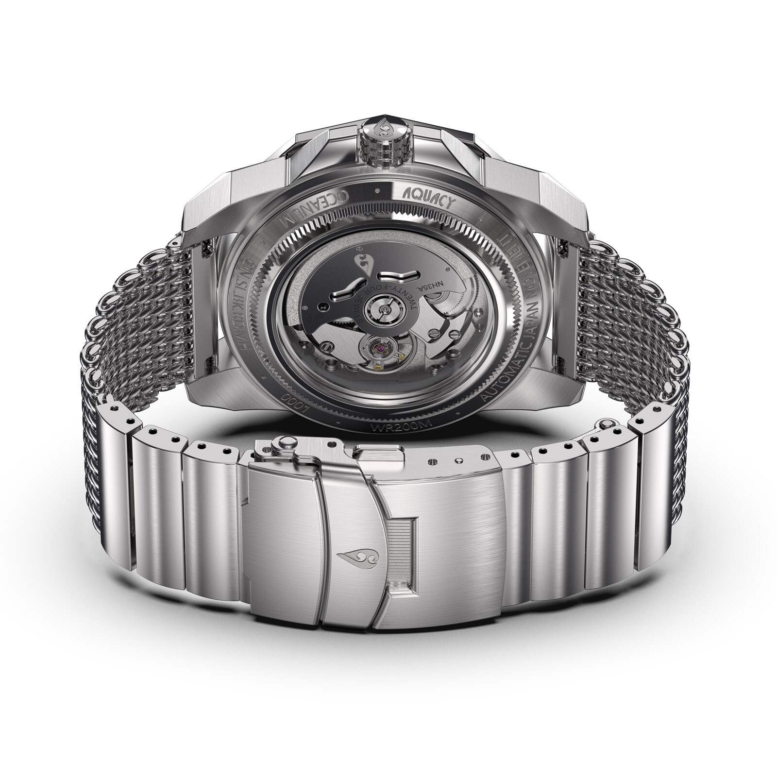 Aquacy Hei Matau Oceanum Men’s Automatic 200M Silver Dial Dive Watch ON.SL.BK.RD