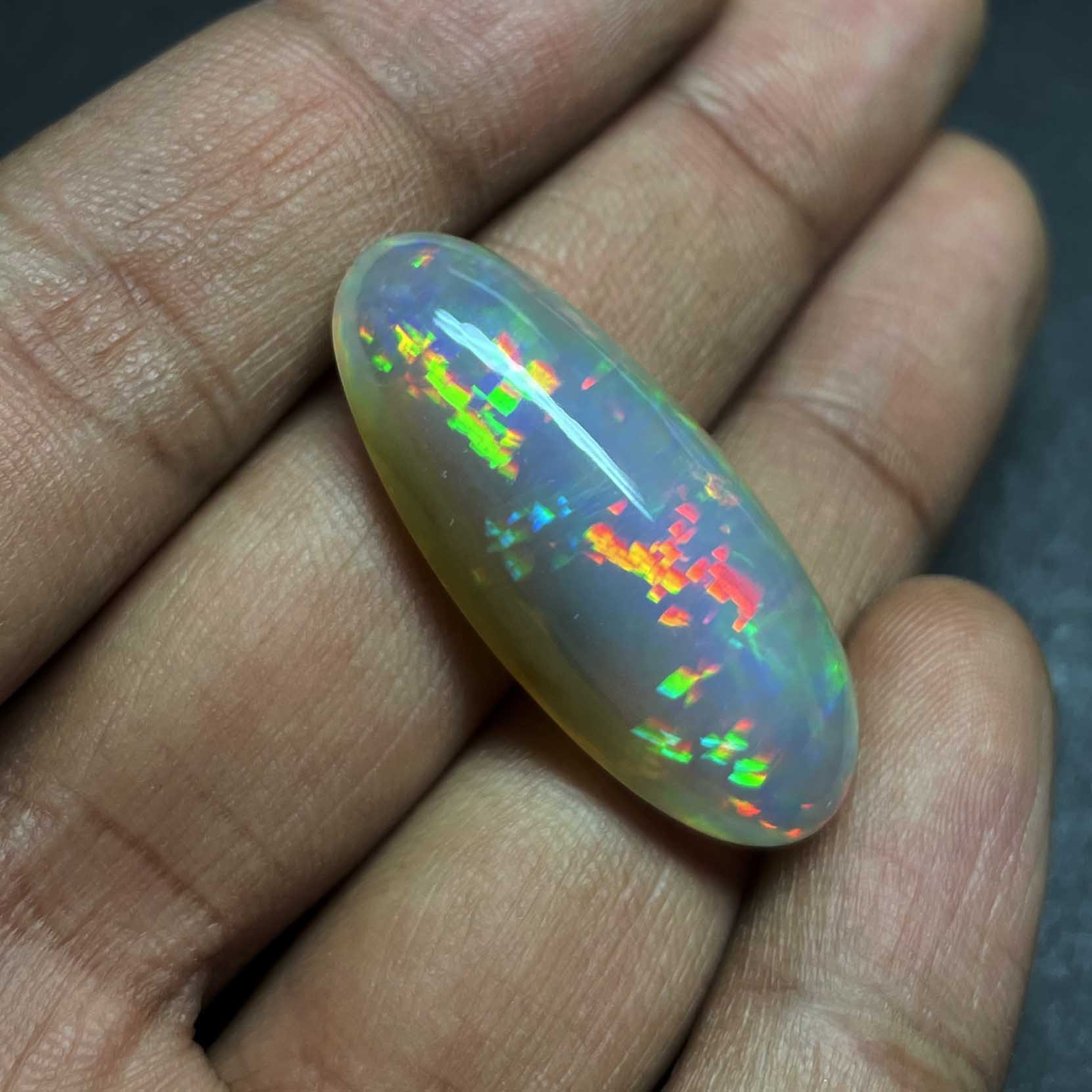 Natural Ethiopian Opal Oval Gemstone Cabochon 15*36 MM 32.45 CT