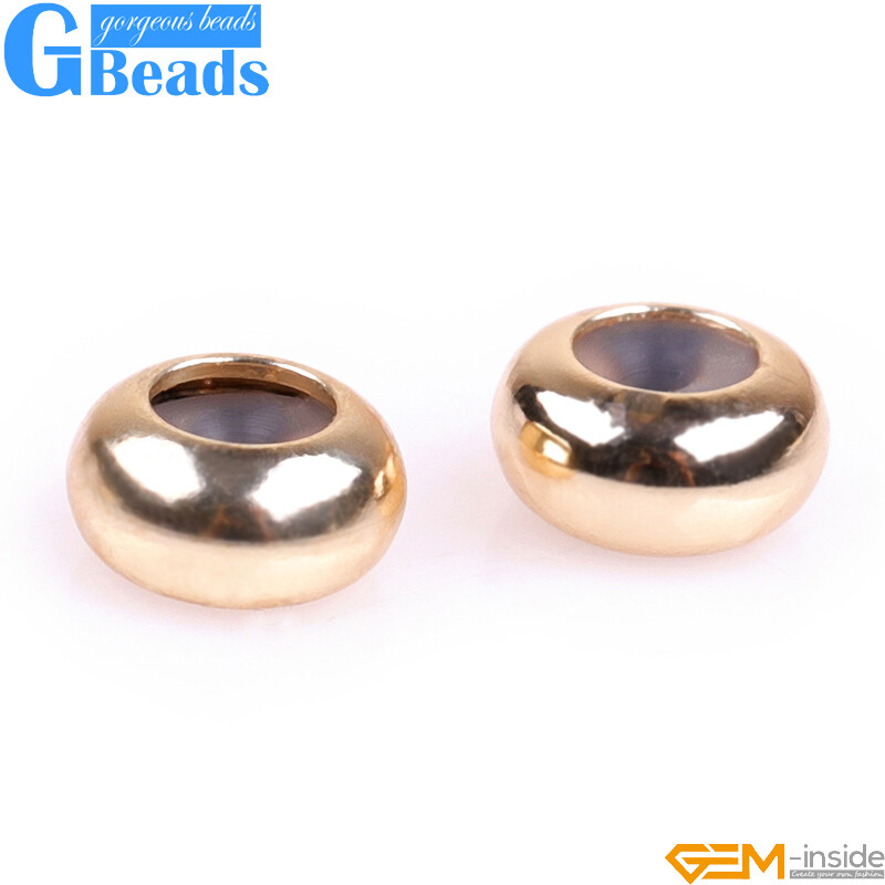 50pcs 14K Yellow Gold Filled Silica Spacer Stopper Rondelle Crimp Jewelry Making