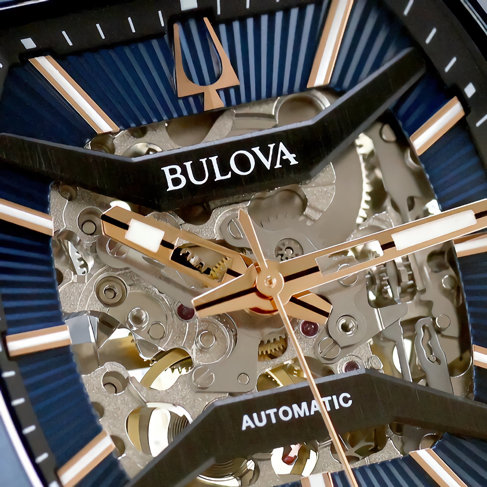 Bulova Maquina 98A318 Automatic Blue Skeleton Dial Stainless Steel Men’s Watch