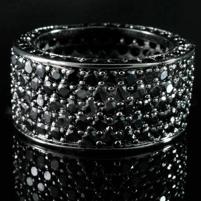 3.50CT Round Cut Lab-Created Diamond Wedding Band Ring 14K Black Gold Plated