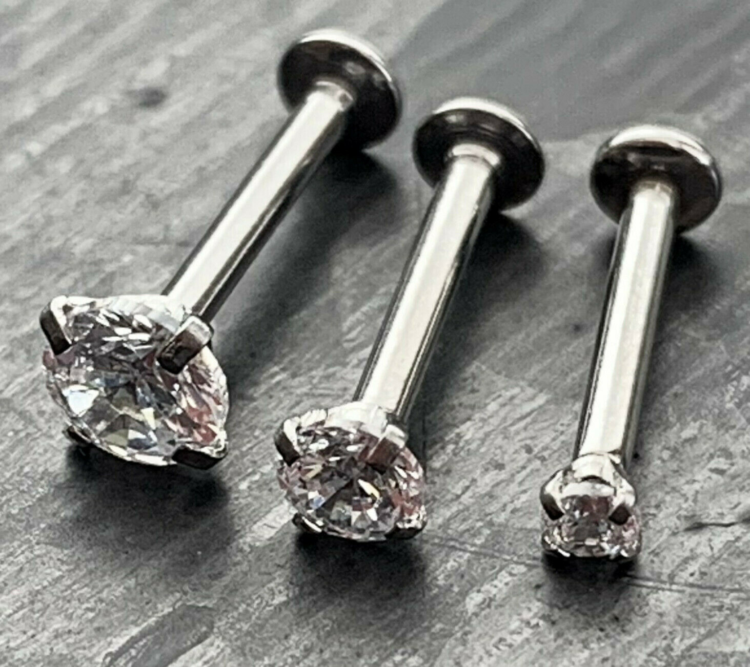 1pc Push In CZ Gem 16g Labret Threadless Stud Lip Ring Helix Ear Cartilage