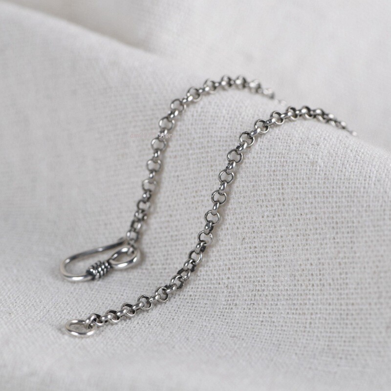Pure S925 Sterling Silver Necklace Women’s 3mm Rolo Chain Circle Link 16-32inchL