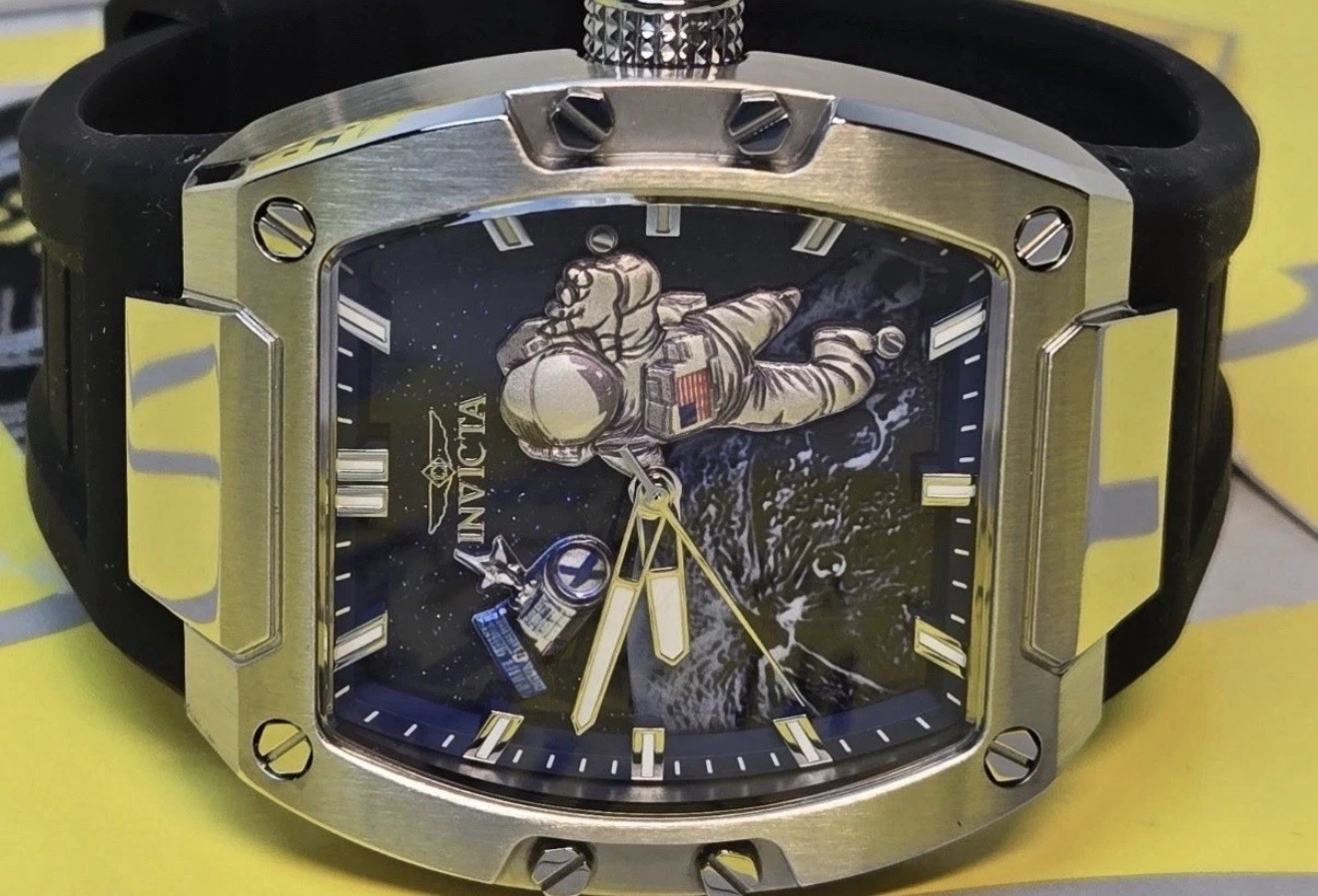 Invicta S1 Rally Moon Lander Artemis II 43mm Quartz Blue Dial Black Silicone Box