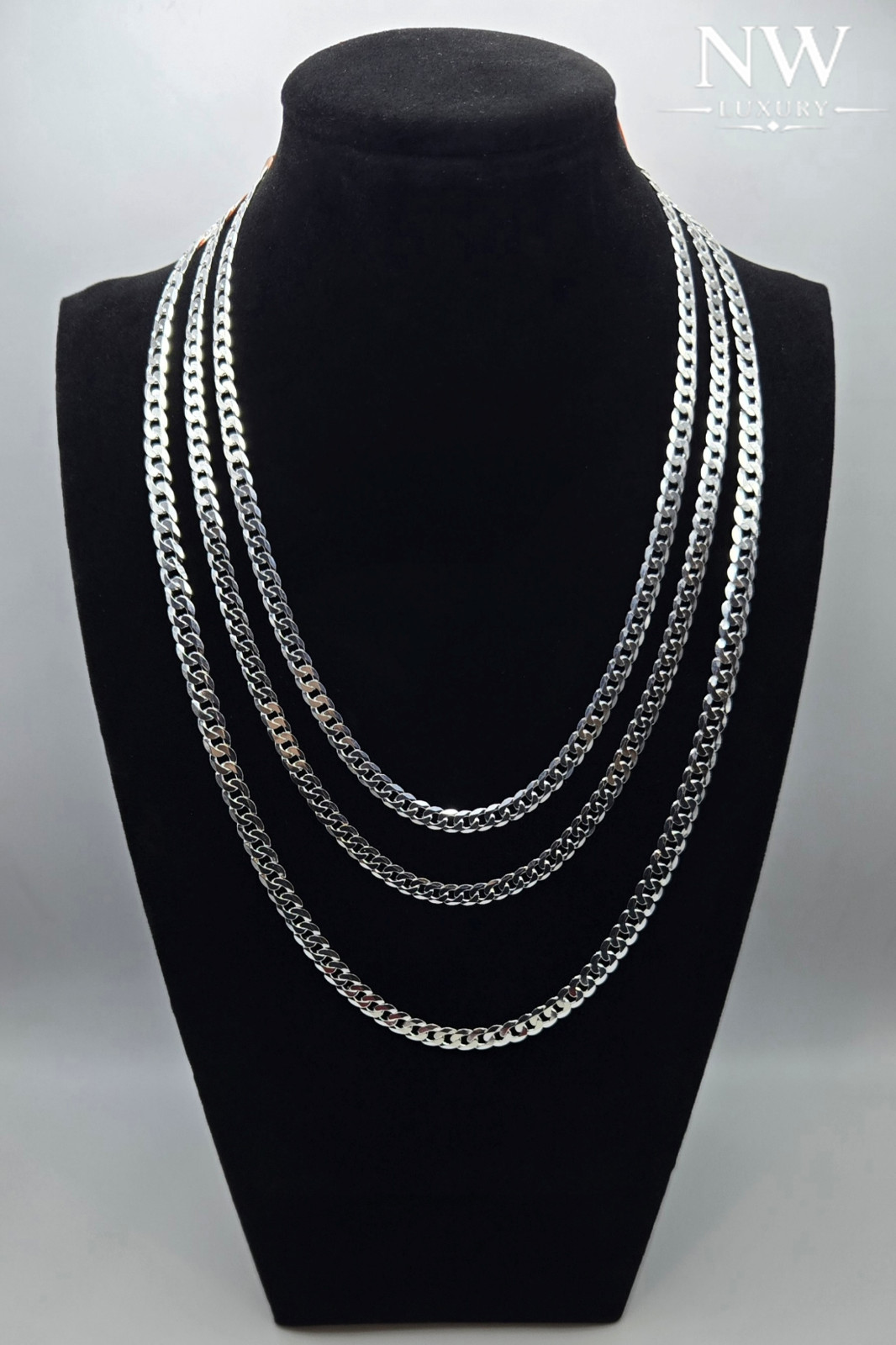 NEW CUBAN CURB Chain Necklaces, 925 Sterling Silver, Italy Handmade, 6mm-7mm