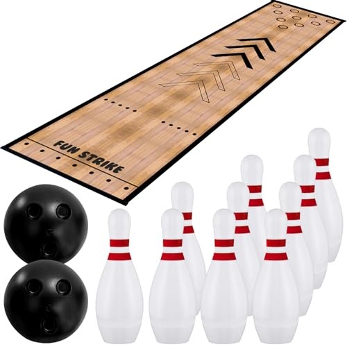 Mini Bowling Set Indoor Outdoor Indoor Bowling Set with Guide Arrow Mat Cassic