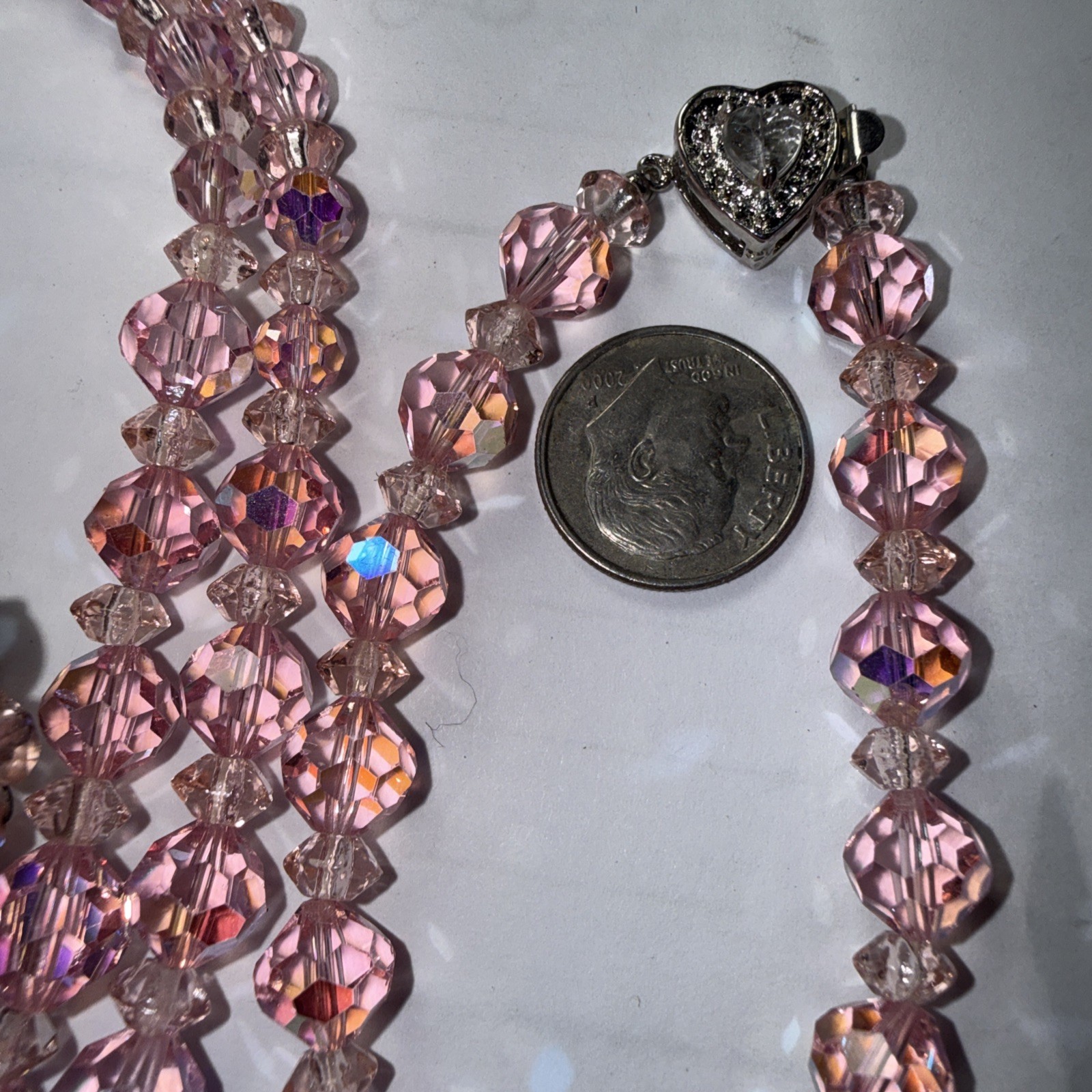 Necklace Bracelet Earrings Set Pink AB Crystal Vintage Marriage?