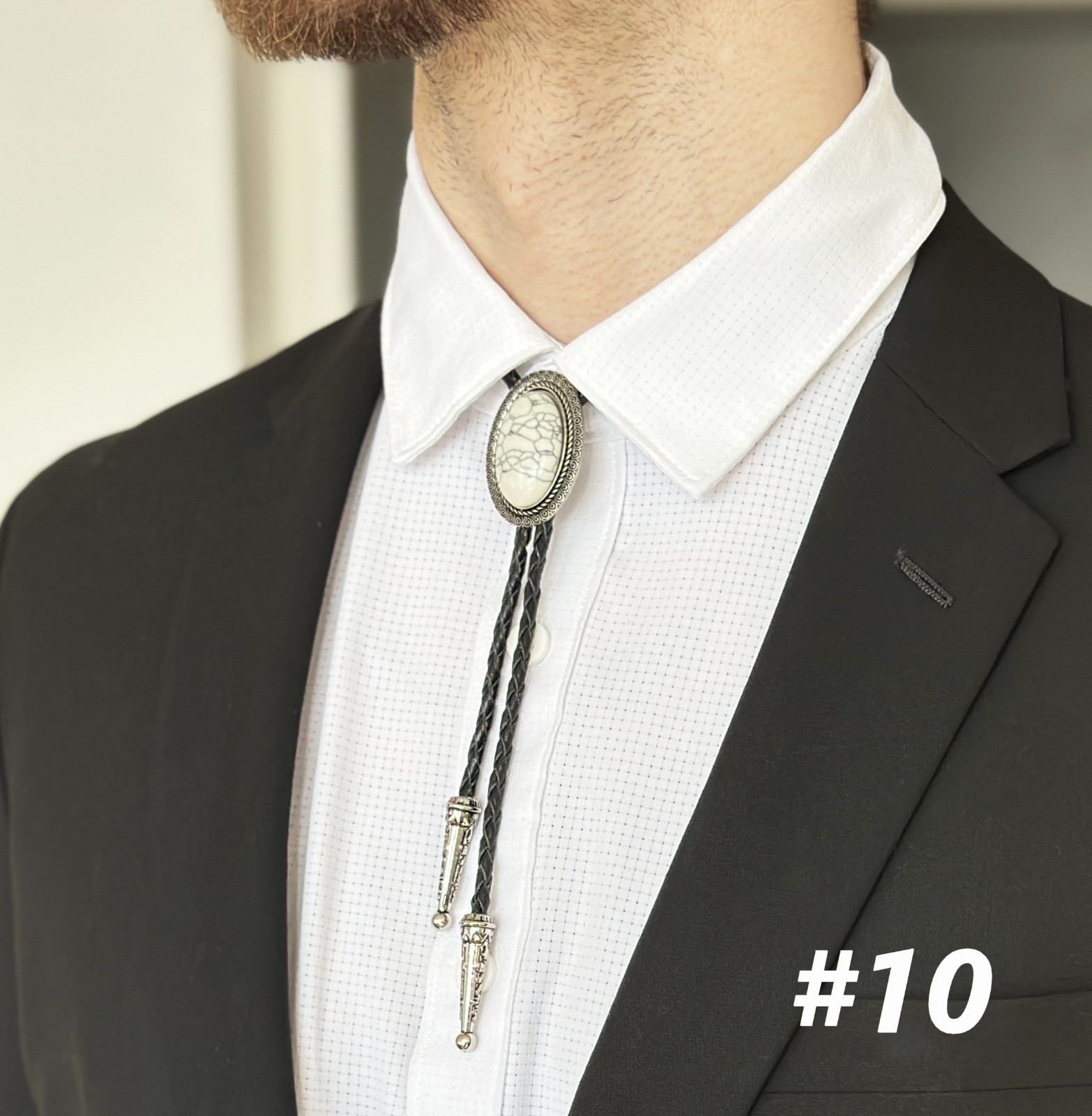 Bolo Tie Mens Wedding Necklace 38″ Leather Rope Western Cowboy Style