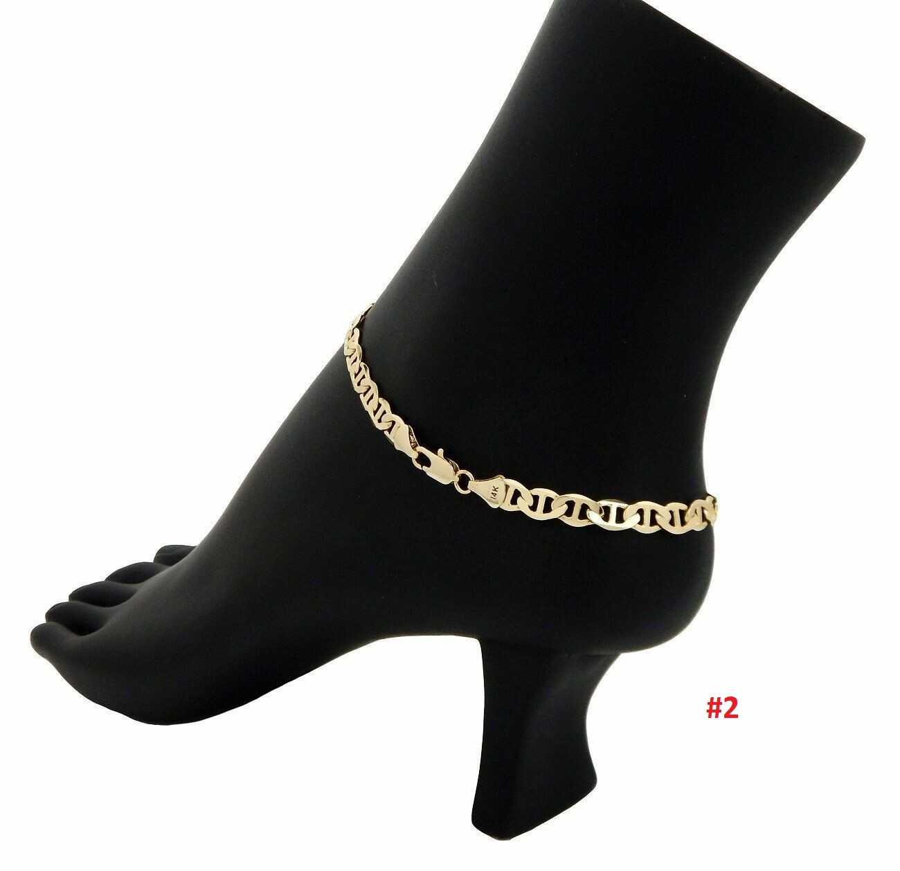 TWIST ROPE CUBAN LINK MARINER CHAIN ANKLET ANKLE BRACELET 14K ITALY GOLD PLATED