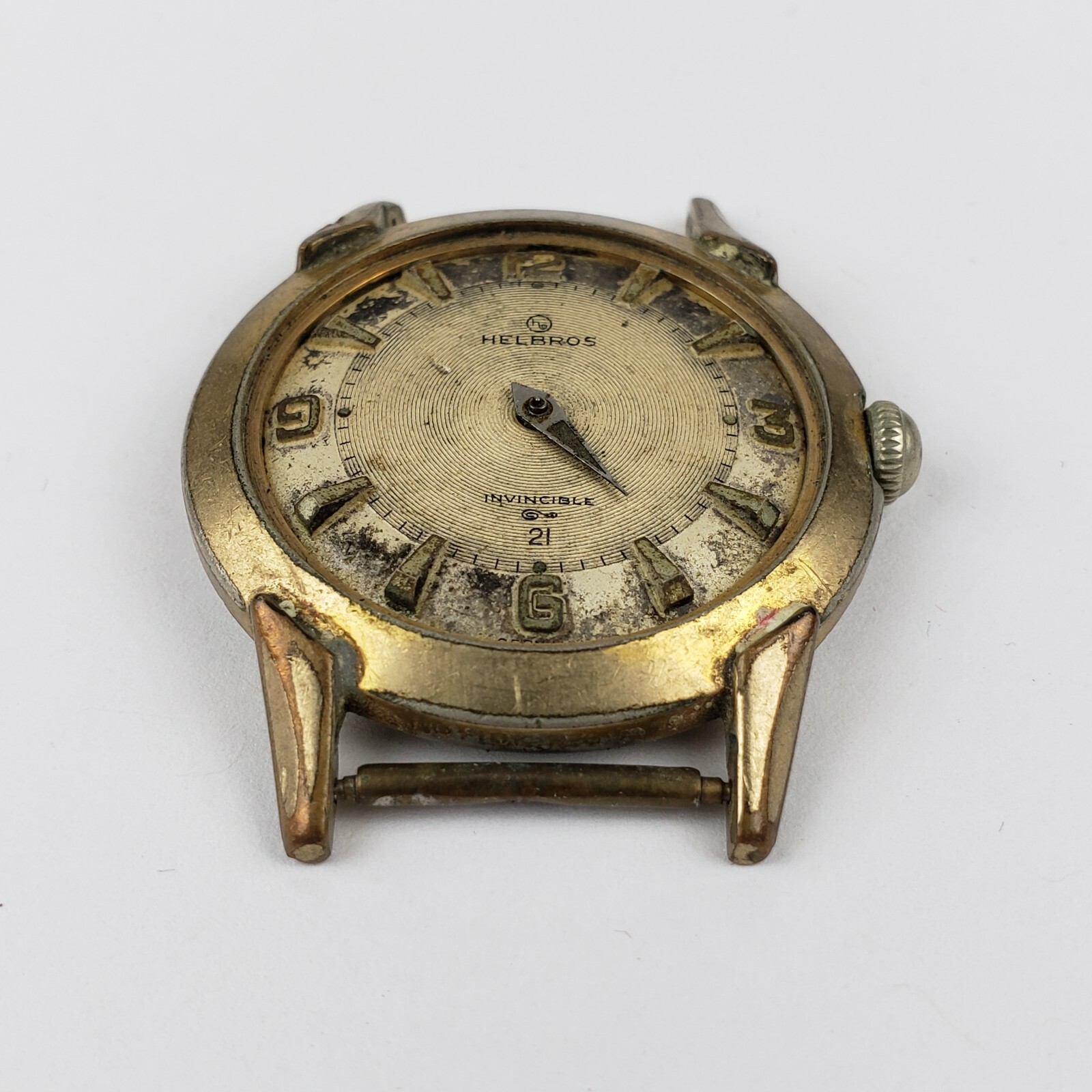 Vintage Helbros Mens Gold Tone Watch Invincible 21 For Parts Repair