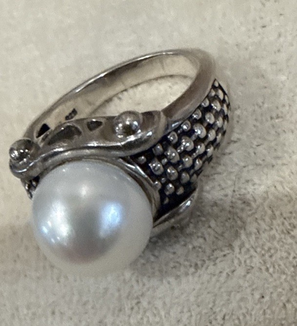 Cultured Freshwater Pearl 11.6mm Sterling Silver Ring 8g Size 8.5-9