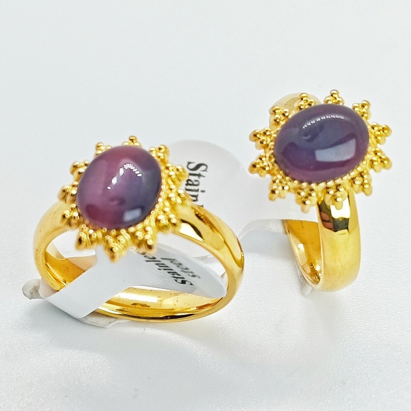 36 Pcs Oval Sun Bezel Wine Red Stone Stainless Cocktail Rings 4mm Bulk Jewelry
