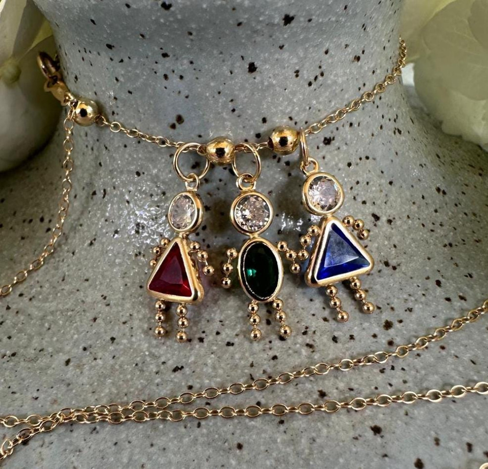 10K 14K Yellow Gold Birthstone All Months Girls Boys – Pendants for Moms