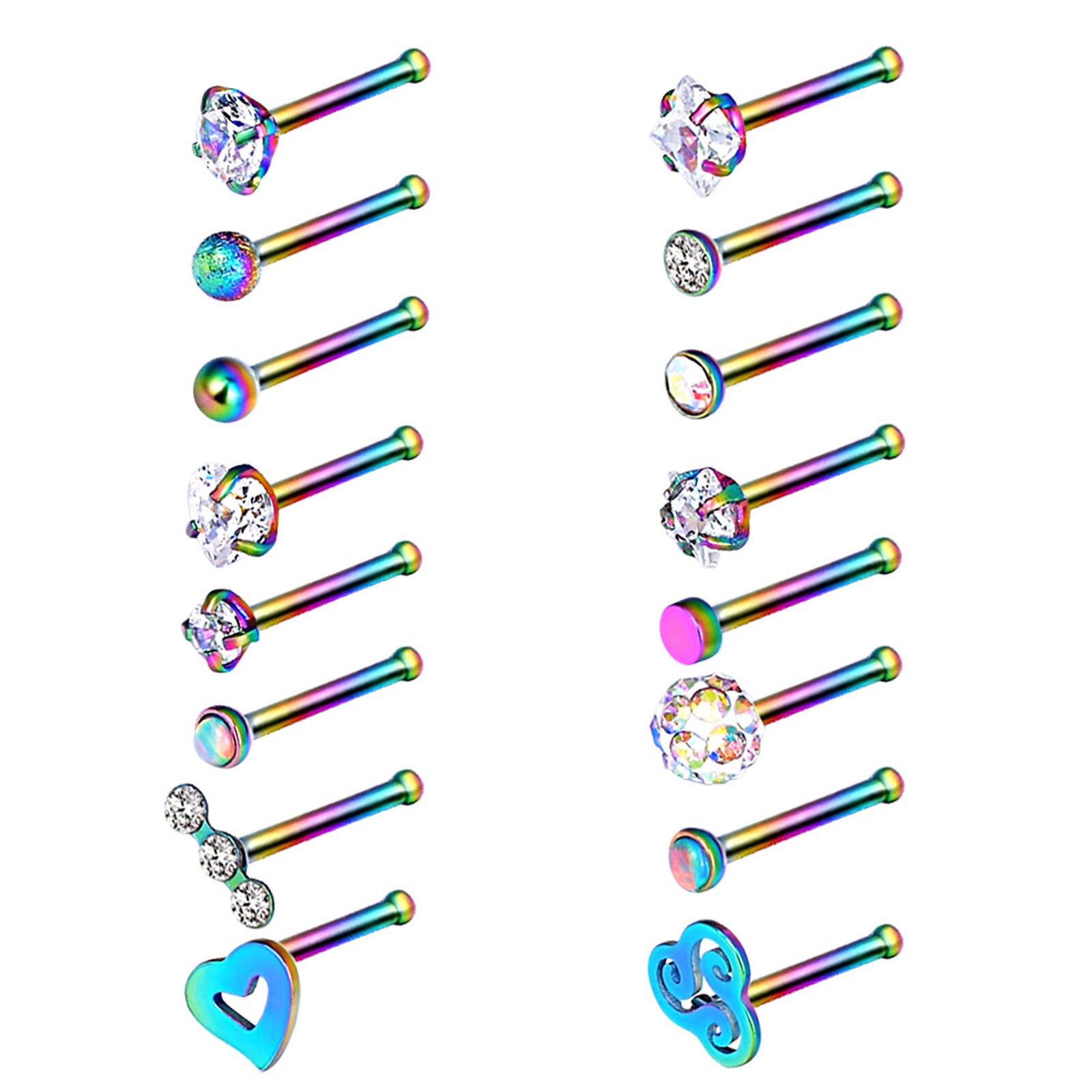 2-32PCS Surgical Steel Nose Rings Hoop Studs Cartilage Earring Body Piercing 20G