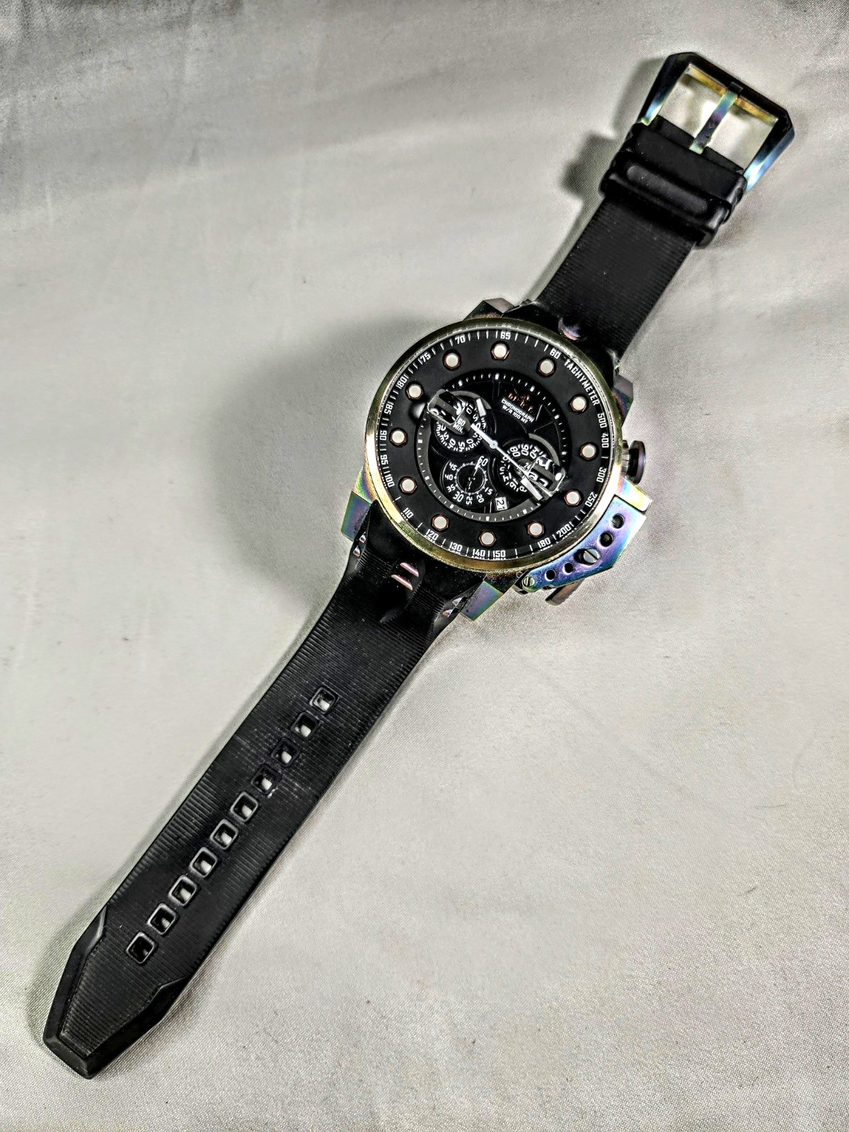 Invicta Force Chronograph Date Quartz 100m Black Dial Rubber Strap