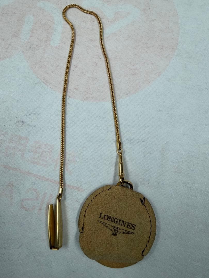 LONGINES Gold Pocket Watch Bar Index Dial Chain A062 Swiss