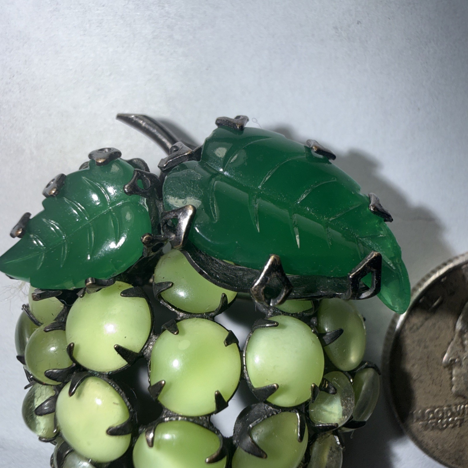 Brooch Pin Schreiner New York “Fantasy Lime” or “Green Strawberry” Unsigned Rare