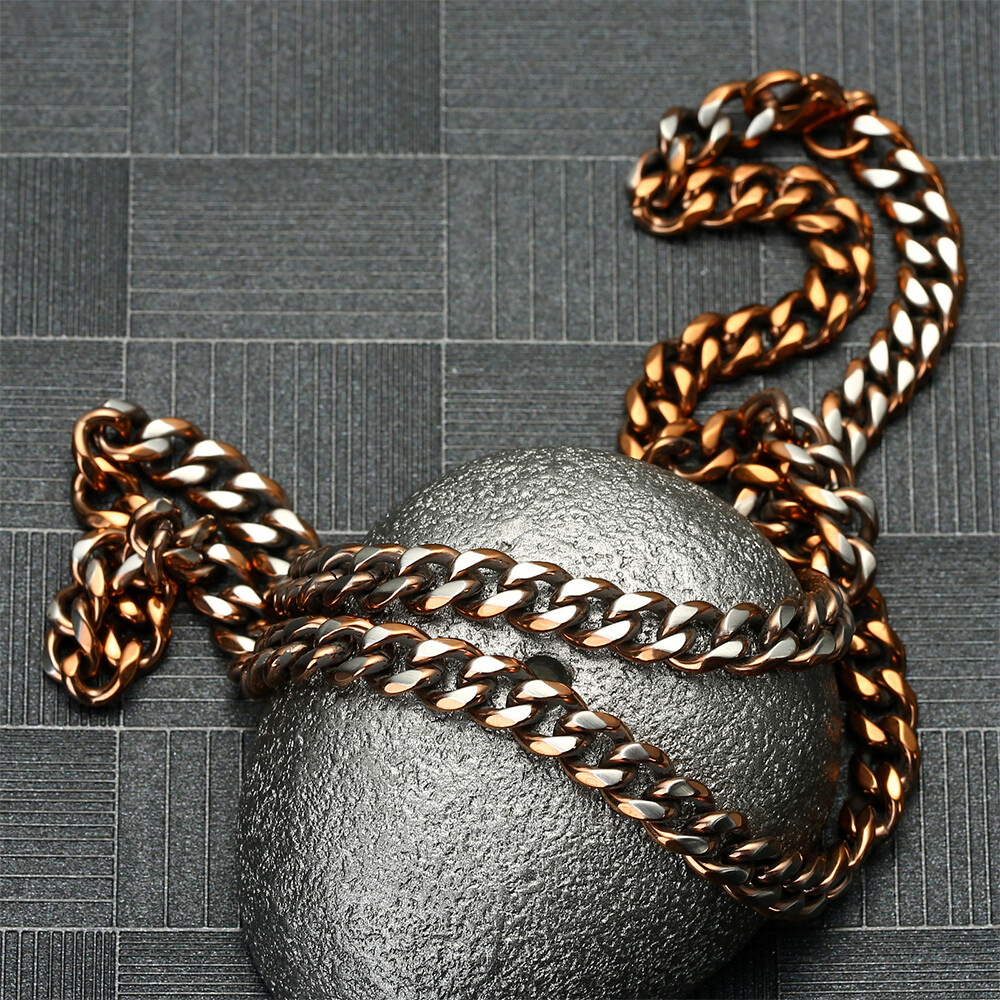 Stainless Steel Necklaces For Men Women Cuban Link Brown Basic Jewelry