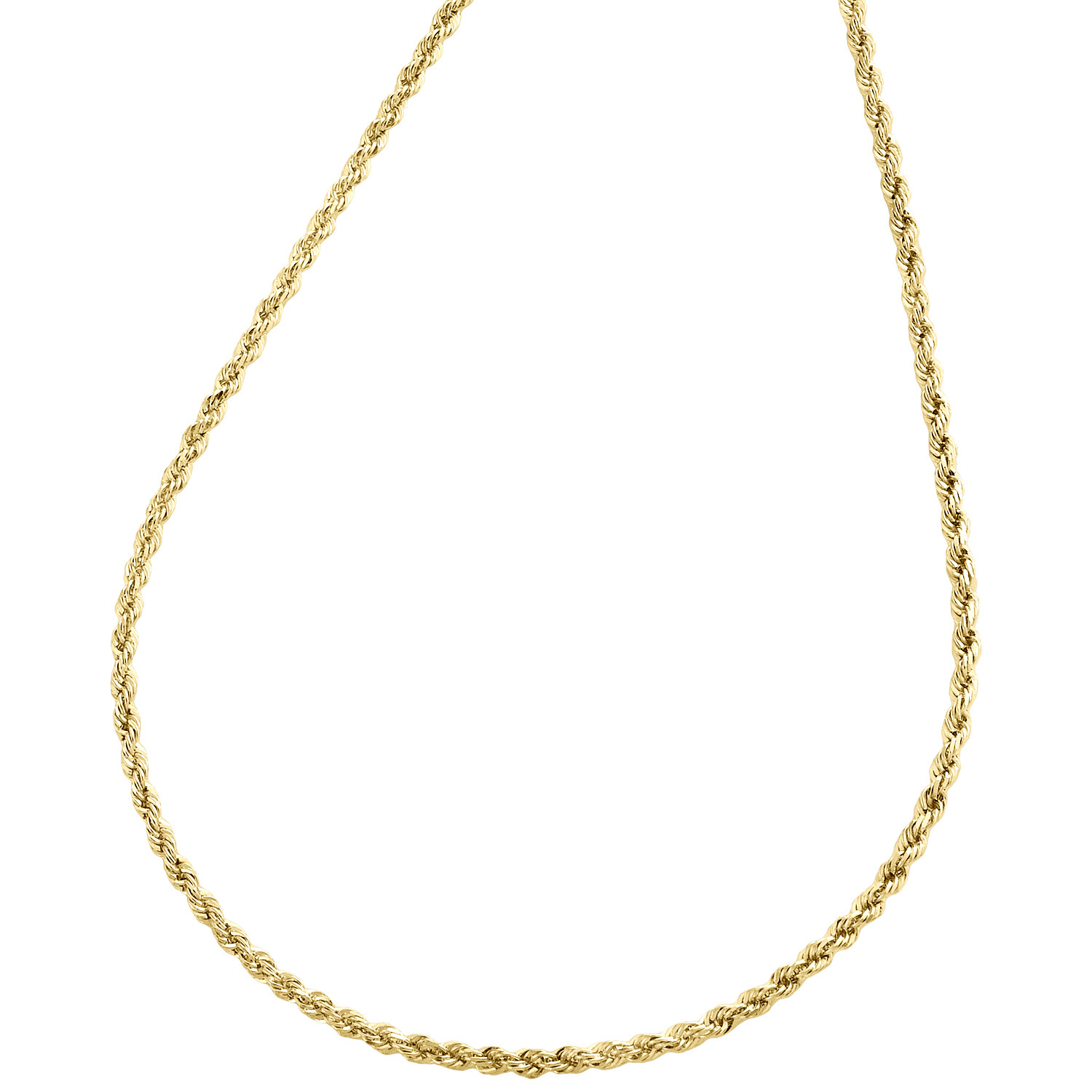 14K Yellow Gold 1.50mm Solid Diamond Cut Rope Chain Link Necklace 16 – 26 Inches