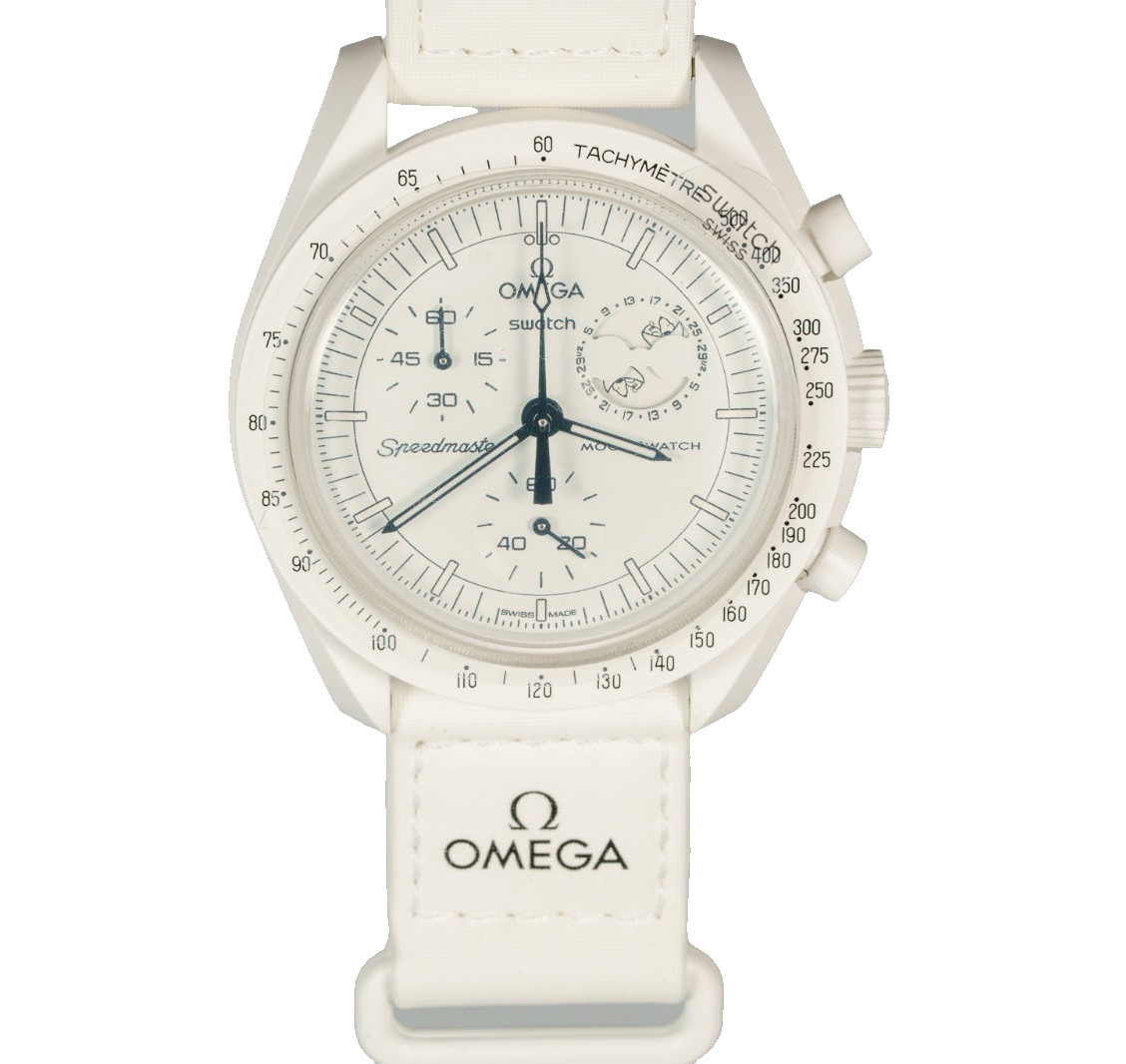 New OMEGA x Swatch White MoonSwatch Mission to the Moonphase Full Moon Snoopy