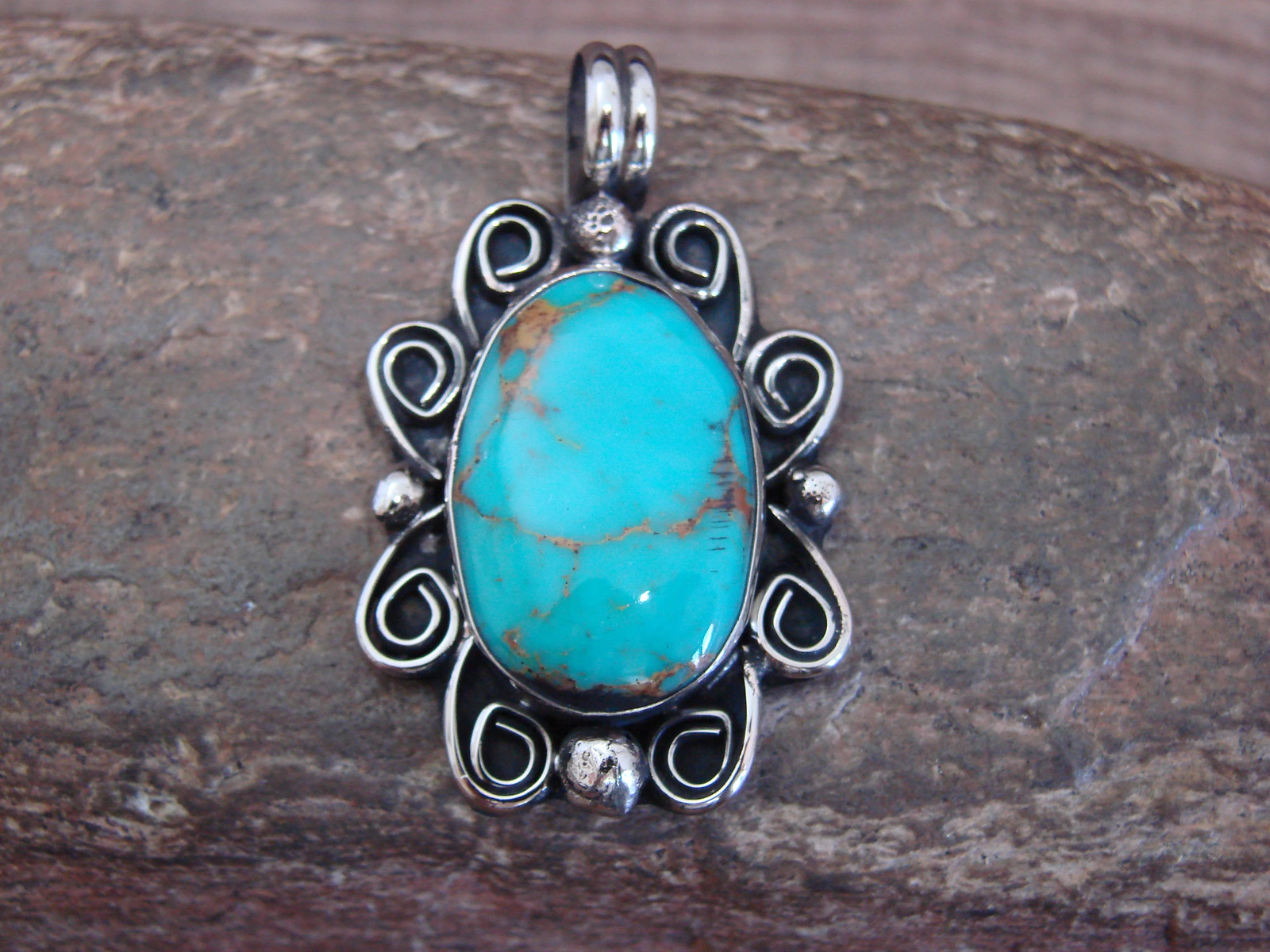 Native American Nickel Silver & Turquoise Howlite Pendant – Cleveland