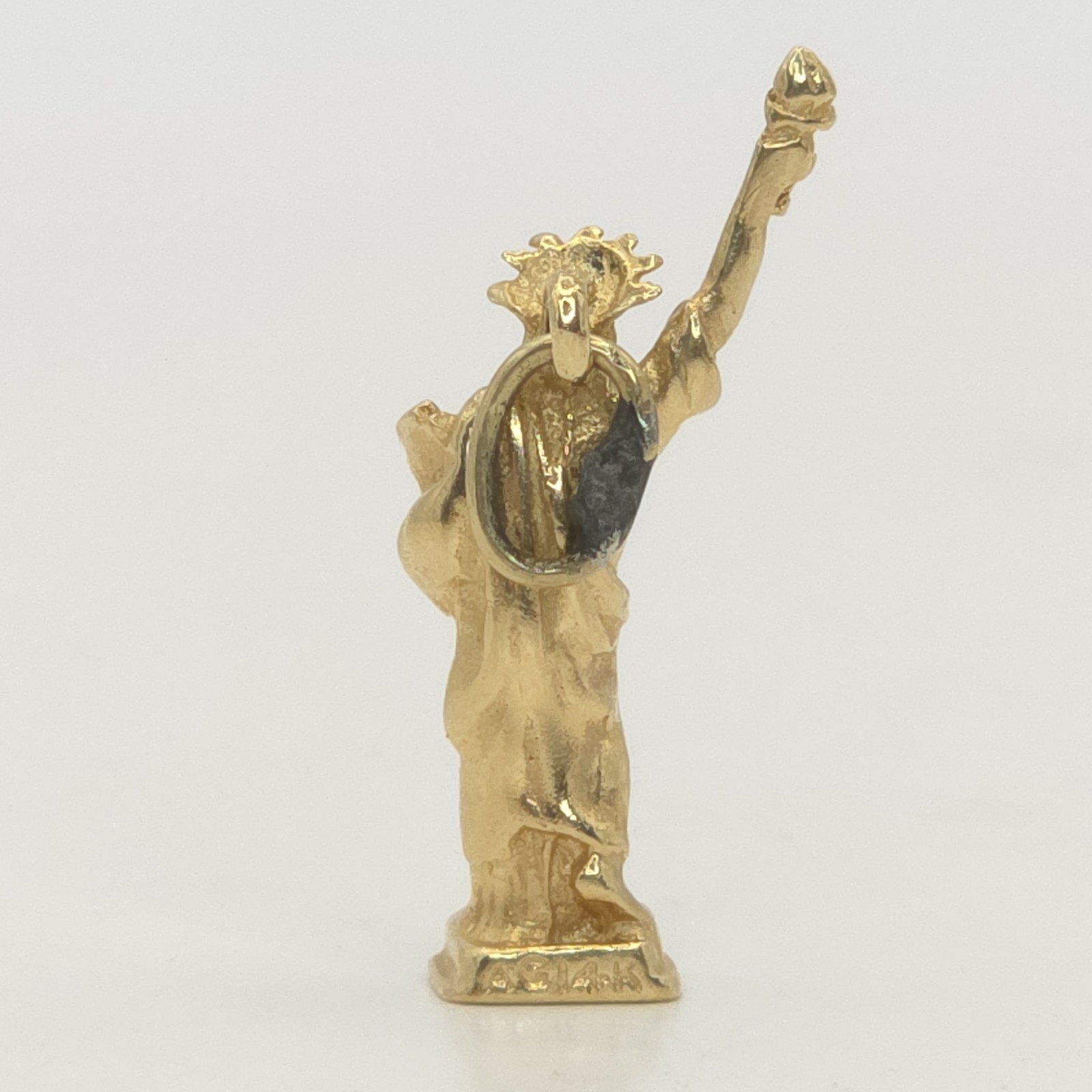3d 14k Yellow Gold Statue Of Liberty Lady Pendant New York 1″ Charm 2 grams Vtg