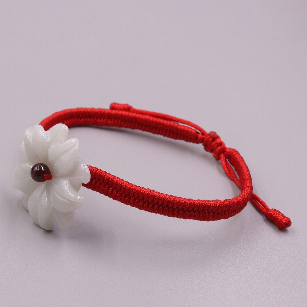 Natural Jade Women’s Bracelet 22.5mm Big Flower Adjustable Bracelet 15-16cm