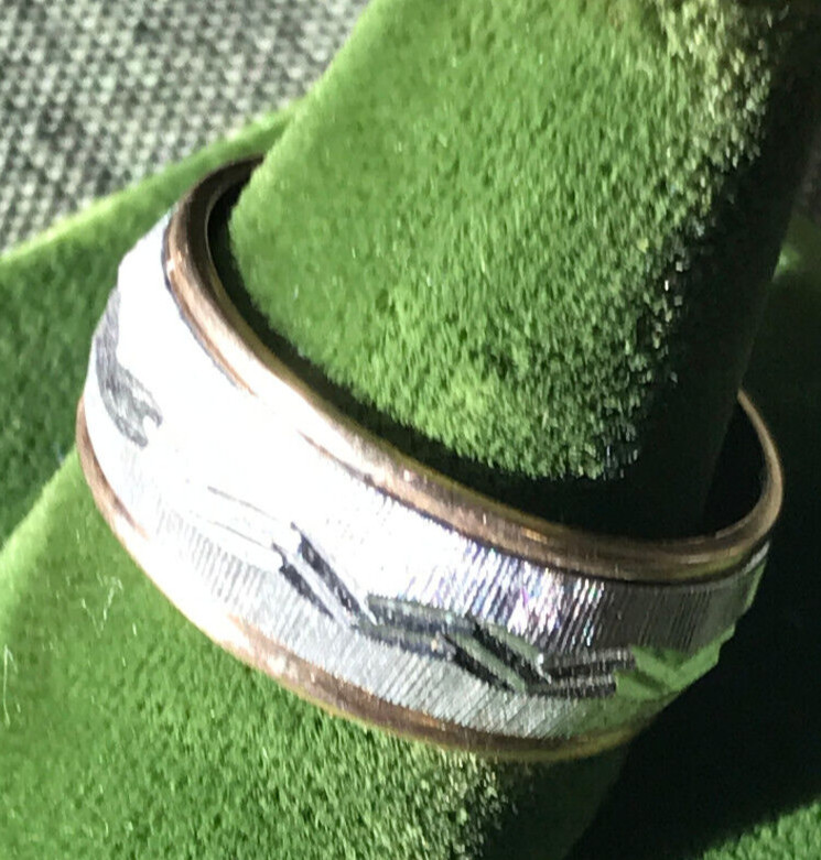 Vintage Stamped 10kt Gold Filled & Sterling Silver Ring Band Sz 8 WS JD Schlang