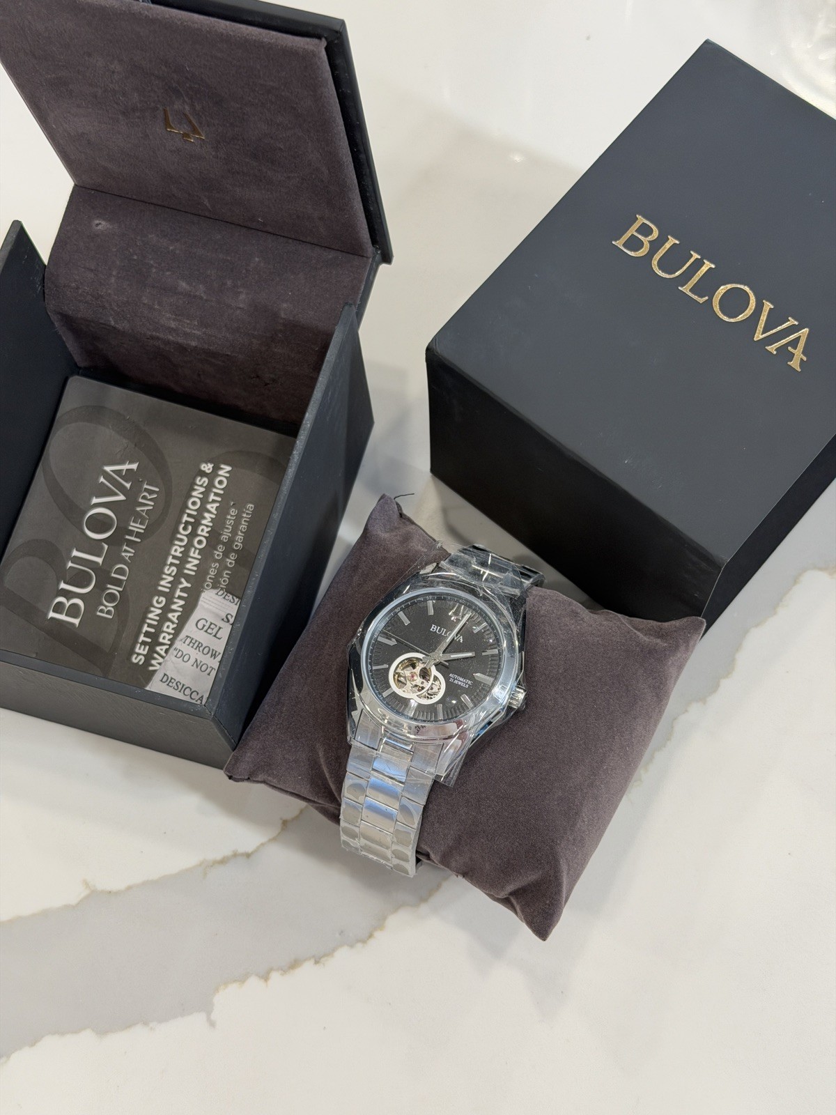 Bulova Surveyor 96A270 Automatic Men’s Watch with Open Heart Black Dial 42mm